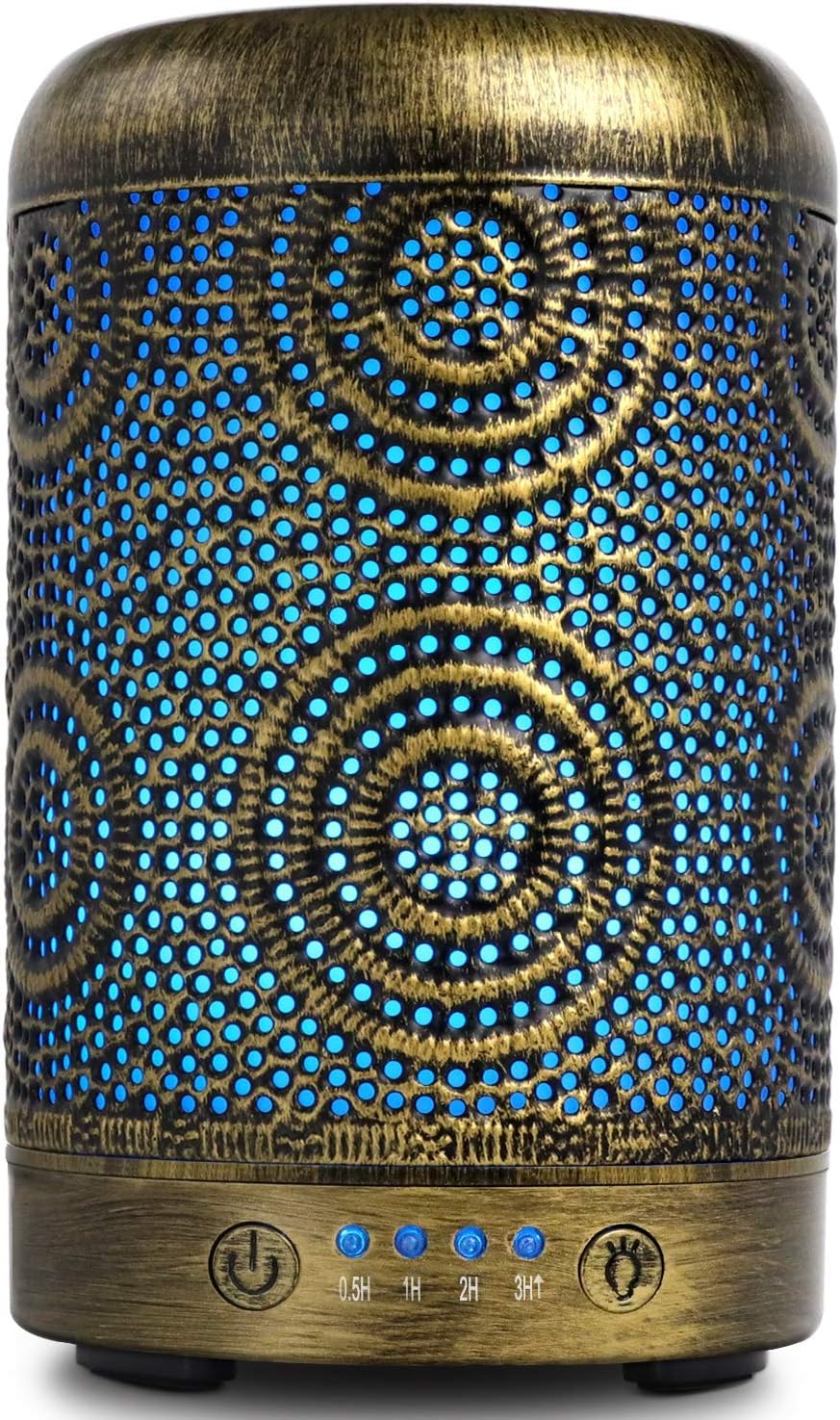 SALKING Aroma Diffuser Luftbefeuchter Humidifier, Handgefertigt Metall Diffusor für ätherische Öle, Automatisch Power-Off, 7 Farbe Licht Vintage Aromatherapie für Baby, Zuhause Büro oder Yoga