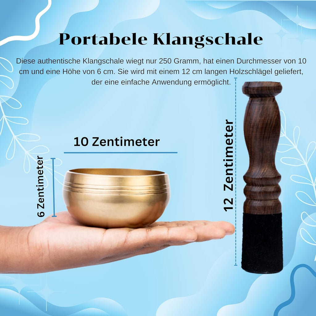 Authentische tibetische Klangschale – Handgefertigt in Nepal mit Kissen, Schlägel und Tragetasche – Ideal für Yoga, Chakra-Heilung, Achtsamkeit und Stressabbau – Spirituelles Geschenk für alle.