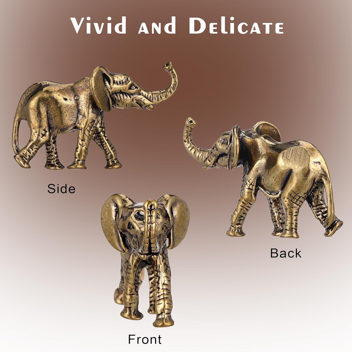 Vintage Messing Elefant – Ganesha Figur als Glücksbringer und Feng Shui Miniatur-Elefantenstatue, Dekorative Tierfigur aus Metall für Wohnzimmer, Büro Tischdeko & Chinesische Wohnkultur