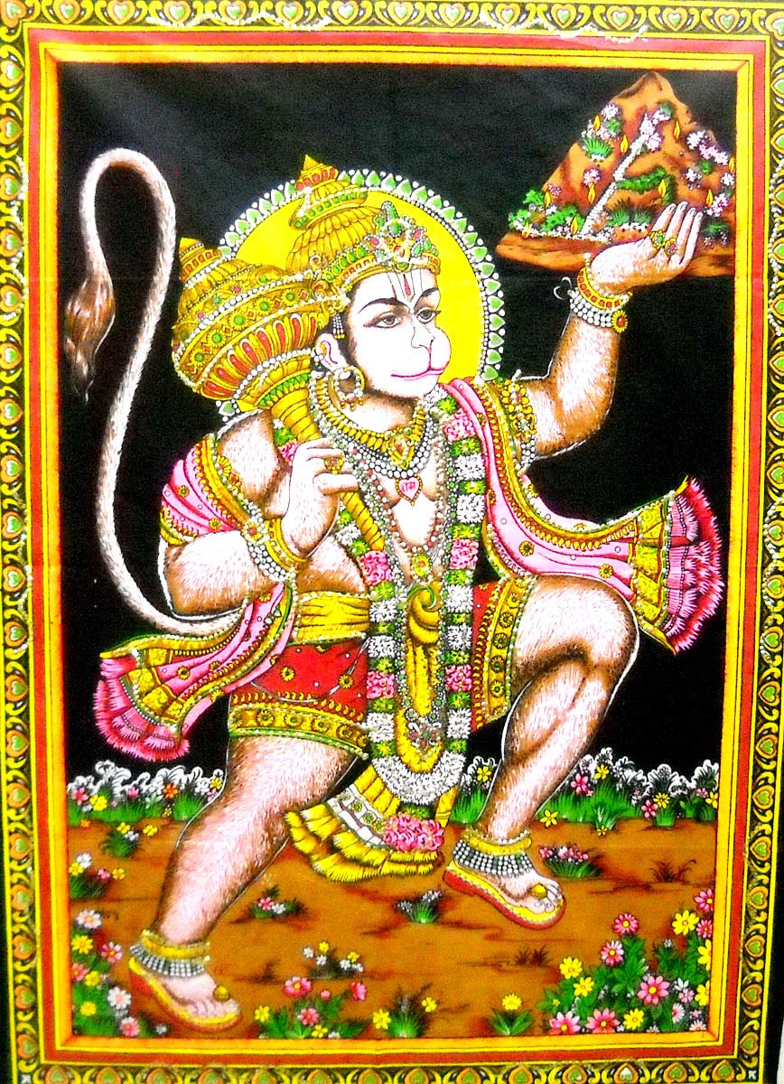 Ram Darbar religious batik Cotton Wall Hanging Painting : Size 43"x30" Inches