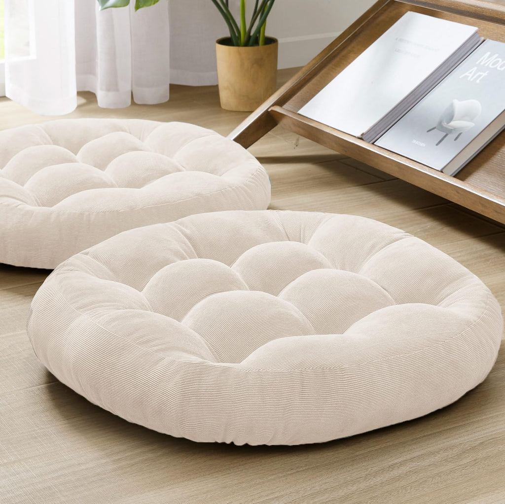 Degrees of Comfort Meditation Floor Pillow, Square Large Pillows Seating for Adults, Tufted Corduroy Thick Cushion for Living Room Tatami, Turquoise, 22x22 Inch