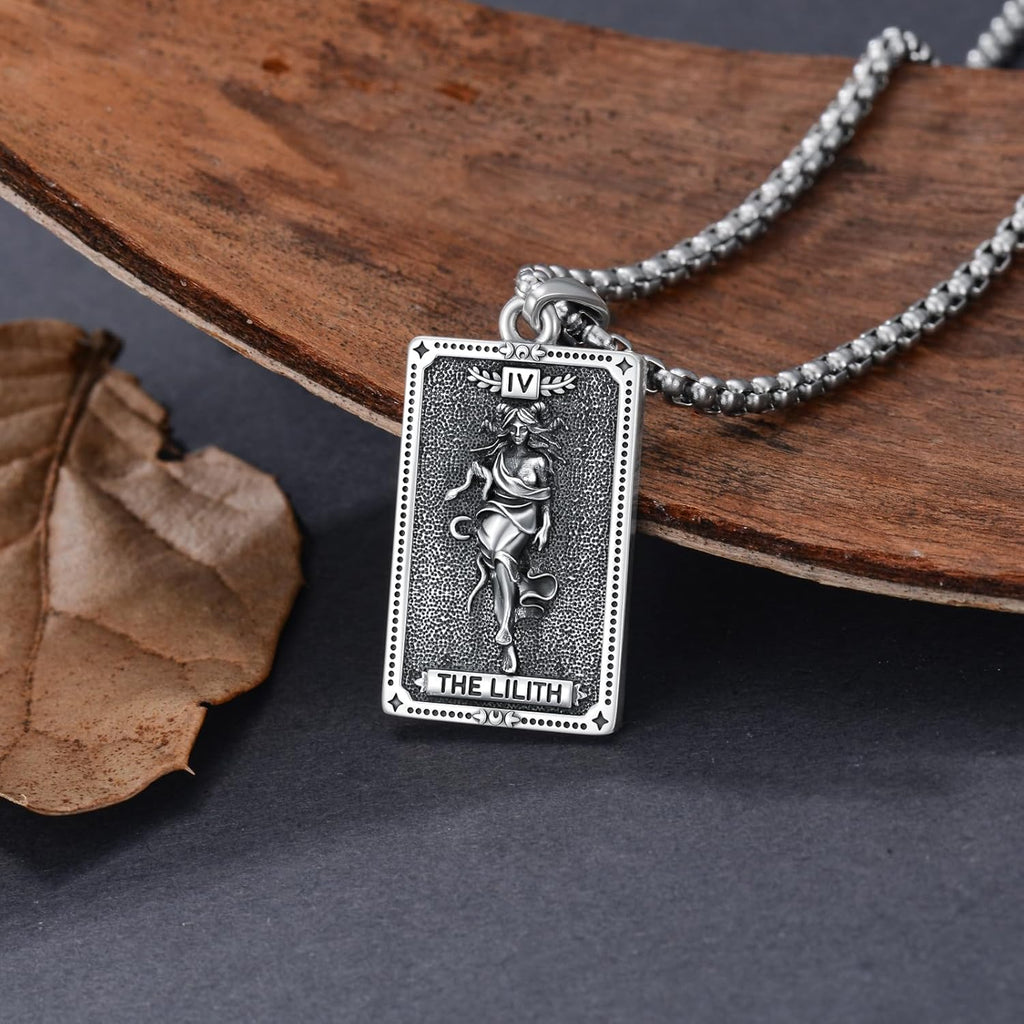ROMANTICWORK Göttinnen Halskette für Damen 925 Sterling Silber Tarotkarten Anhänger Hekate/Athena/Artemis/Lilith/Medusa Kette Schmuck aus der griechischen Mythologie Geschenk für Weihnachten