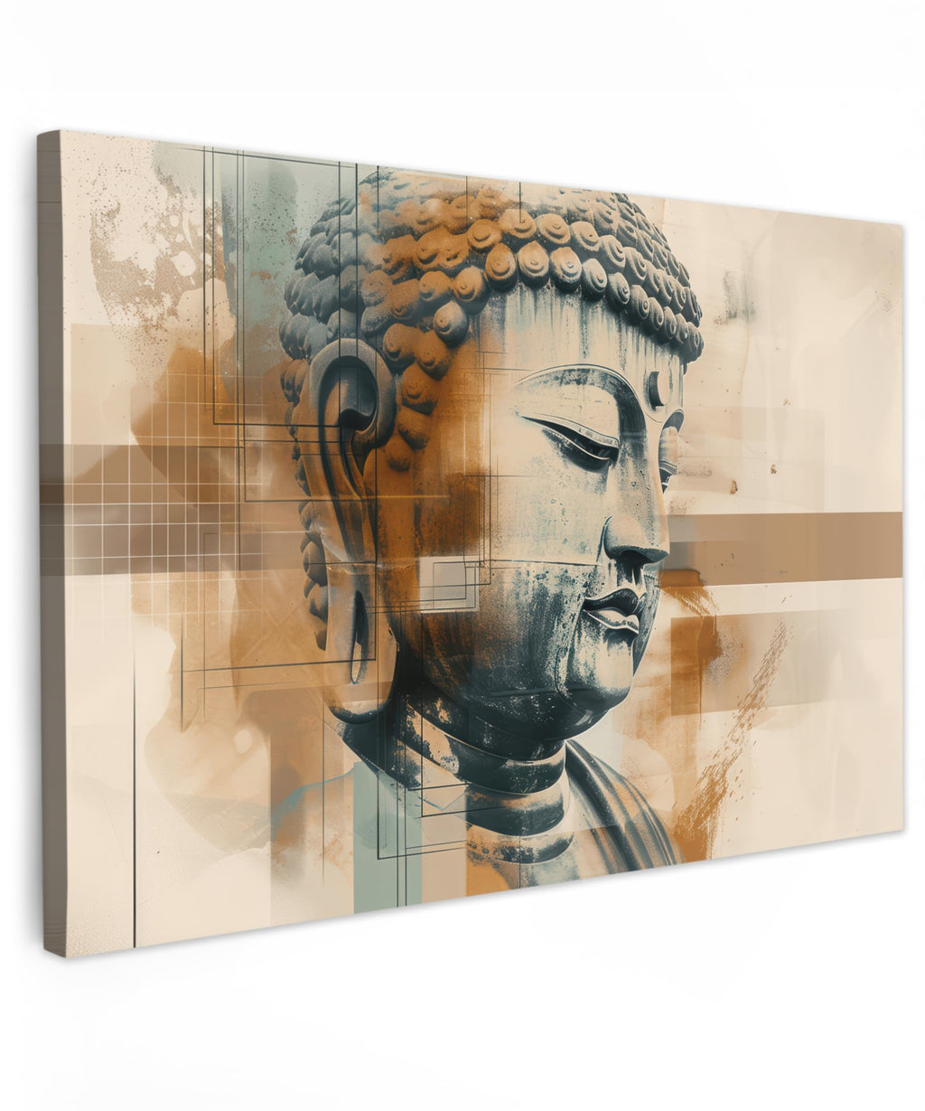 MuchoWow© Wall Pictures Large 120 x 80 cm XXL Bedroom Home Decoration Home Picture Living Room Photo Canvas Wall Pictures Canvas Wall Decor Buddha - Zen - Gold - Luxury - Spiritual
