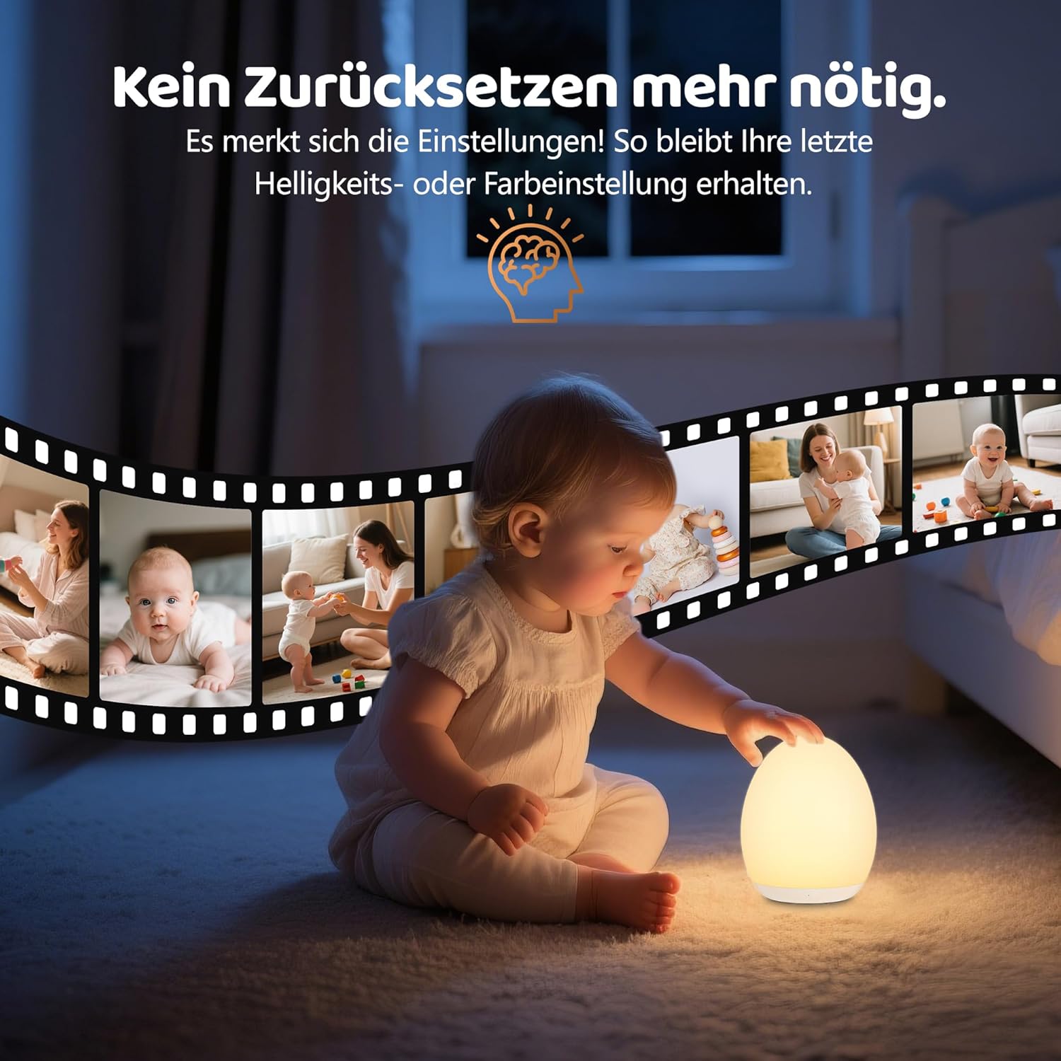 MediAcous Night Light, Night Lamp, Children's / Baby Night Light with 8 Colours & Nursing Light, Dimmable, USB LED Night Light with 1H Timer & Touch, Decoration for Baby and Toddler's Room Night Light