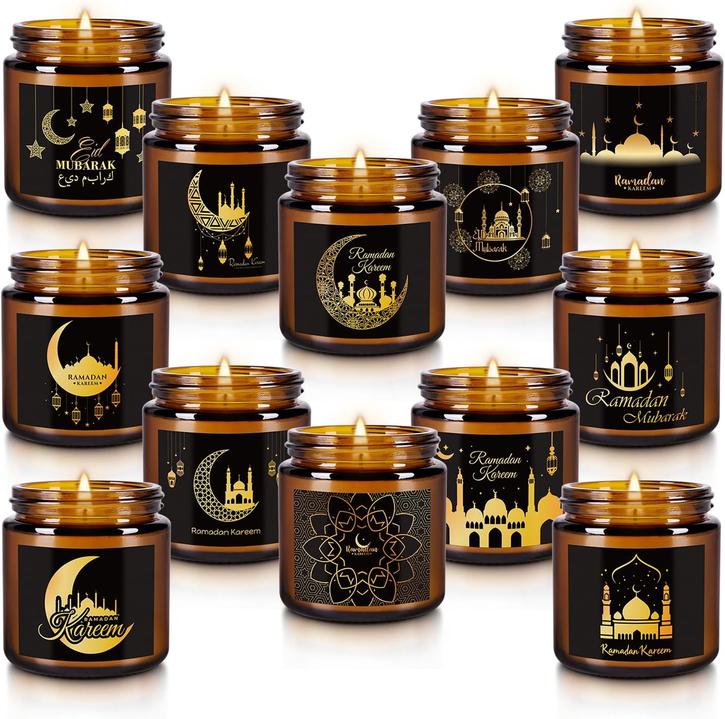 12 Pack of Ramadan Aromatherapy Candles, Glass Canned Candles