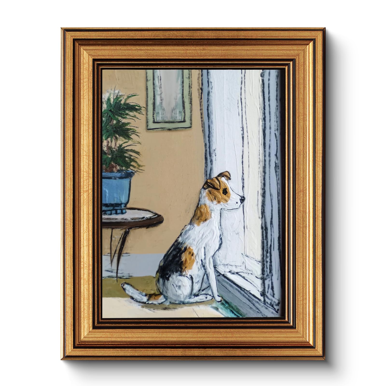 Vintage Sacred Heart of Jesus Christ Canvas Gold Framed Wall Art, 12x16 Inch Religious Oil Painting Artwork, Christian Art Print for Home Living Room Spiritual Spaces Decor