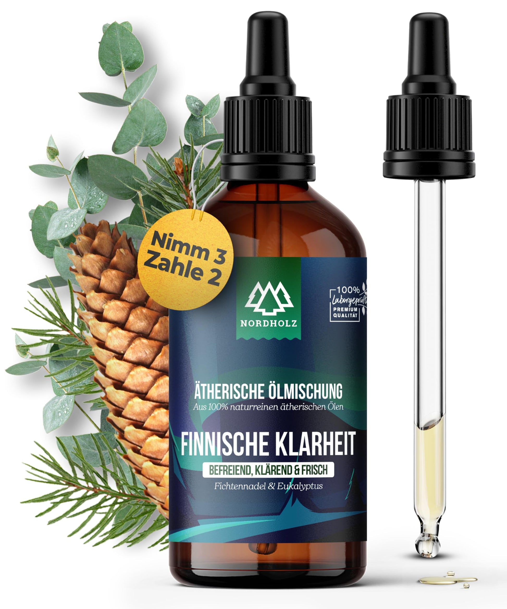 Mountain Pine Oil [100% Natural] - Pharmaceutical Quality Essential Oil from Steam Distillation - Vegan, Laboratory Tested - For Sauna, Diffuser & Aromatherapy
