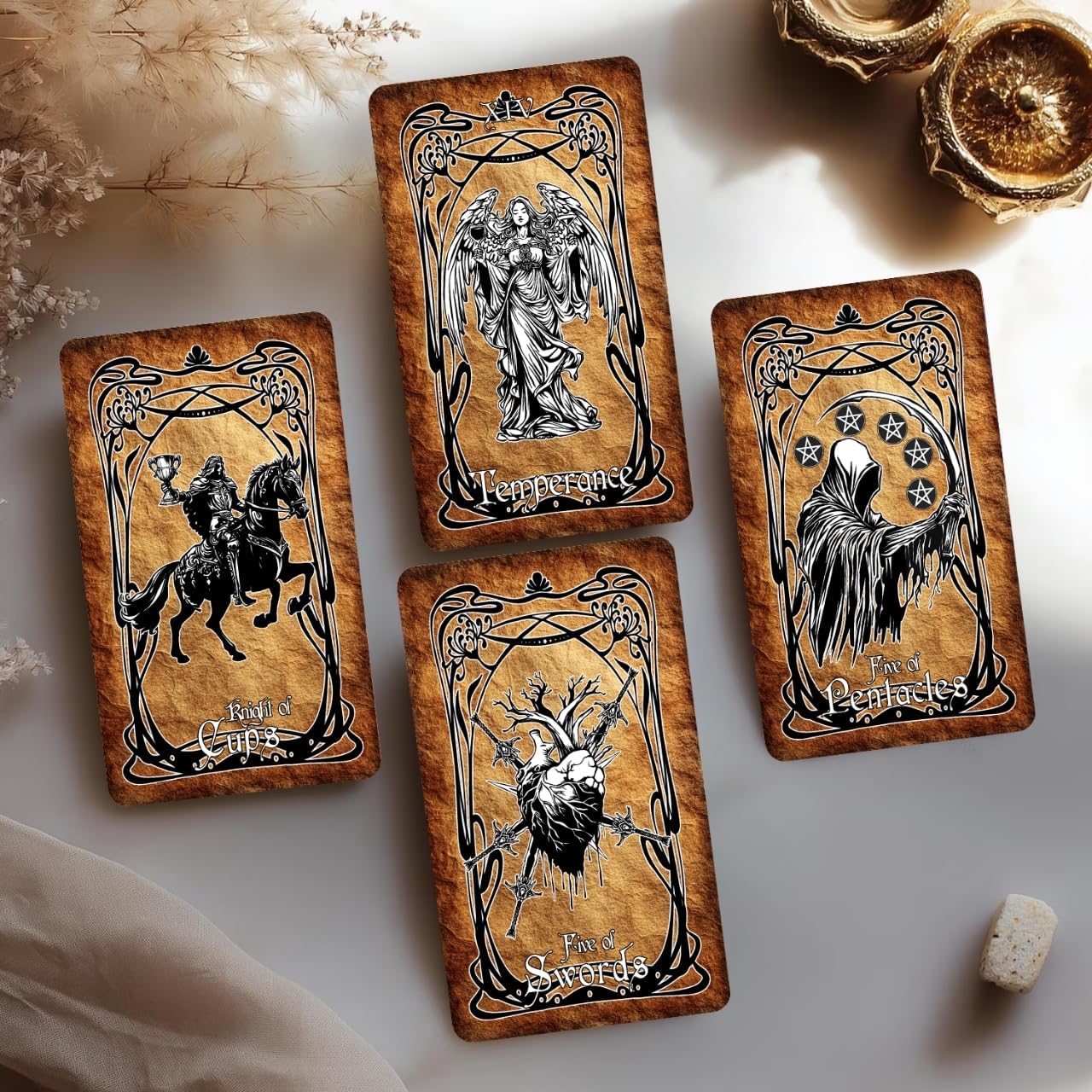Gothic Tarot Deck, Major and Minor Arcana, Vintage Black and White Art, Tarot Cards with Guidebook, Tarot for Beginners and Experienced Readers, Divination, and Spiritual Divination Tool
