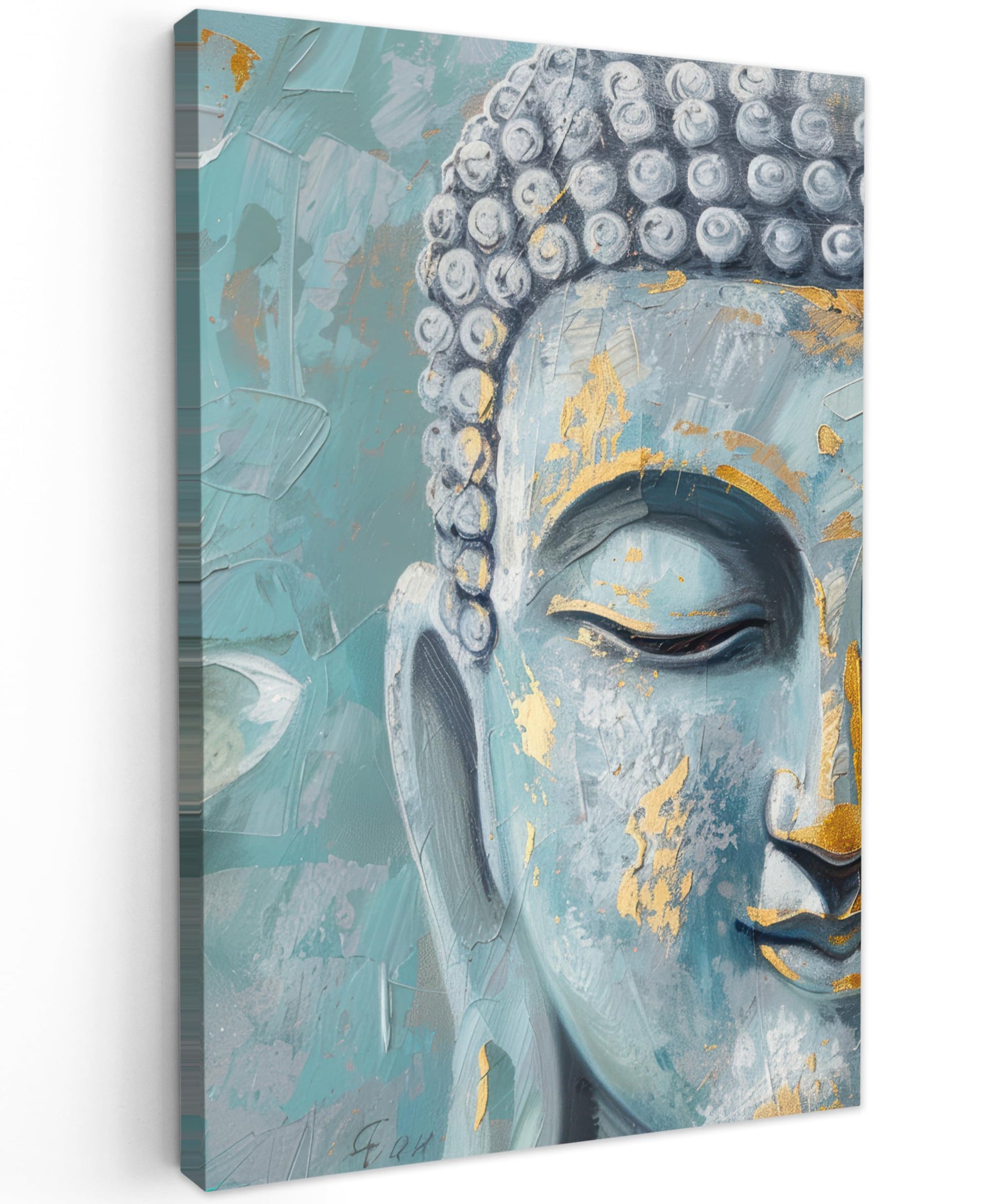MuchoWow© Wall Pictures Large 120 x 80 cm XXL Bedroom Home Decoration Home Picture Living Room Photo Canvas Wall Pictures Canvas Wall Decor Buddha - Zen - Gold - Luxury - Spiritual