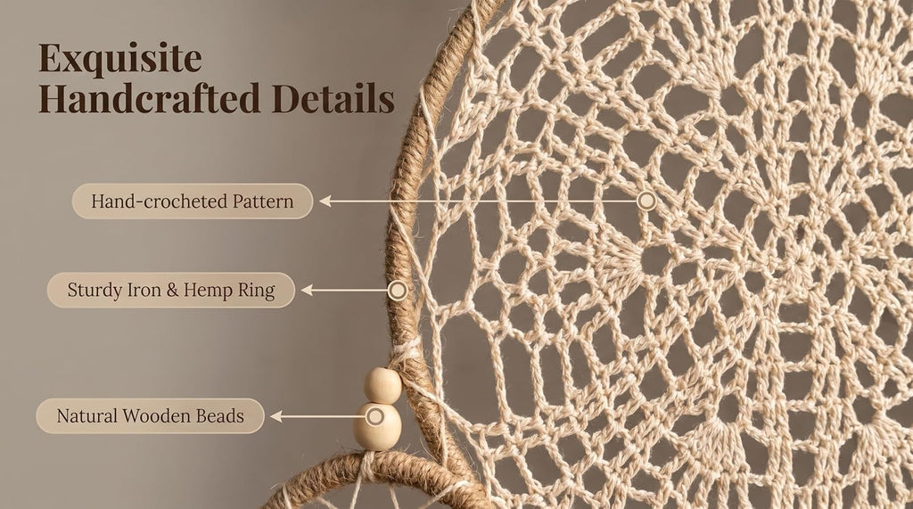 5 Pack Moon Phase Dreamcatcher Set Boho Wall Decor, Boho Macrame Wall Hanging Dream Catchers, for Home, Bedroom, Living Room, Witchy Gifts (Hemp Rope)