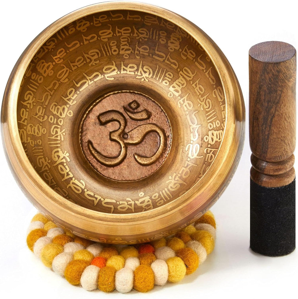 XXL Klangschale 800g - 15cm. Große Tibetische Klangschalen Set mit Klöppel und Klangschalenkissen in Loktapapier Geschenk-Box. Singing Bowl aus Tibet