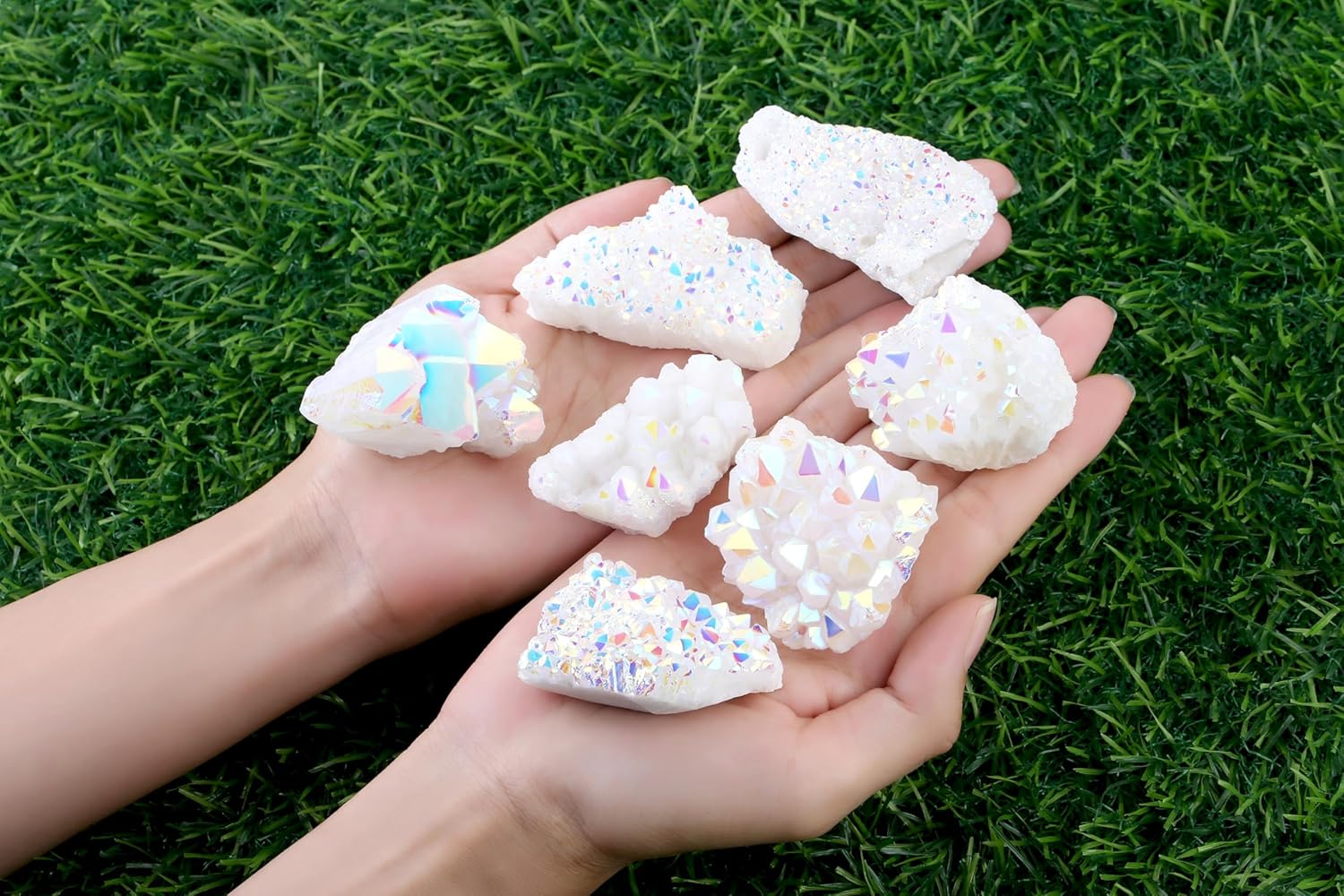 AB Crystal Druse Quartz Druze Crystal Geode Natural Raw Stone Gemstones Energy Irregular Geode Caves Reiki Decoration