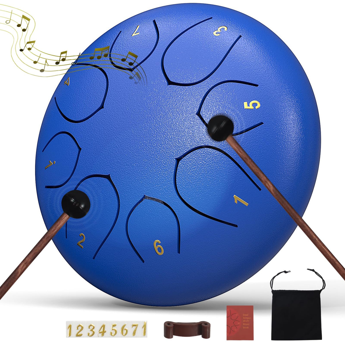 Rain Drum for Outside Garden, 6 Inches 8 Notes Steel Tongue Chakra Drums, Waterproof Meditation Rain Chime, Musical Instruments for Adult Gift with Bag, Music Book, Drum Mallets (Green)
