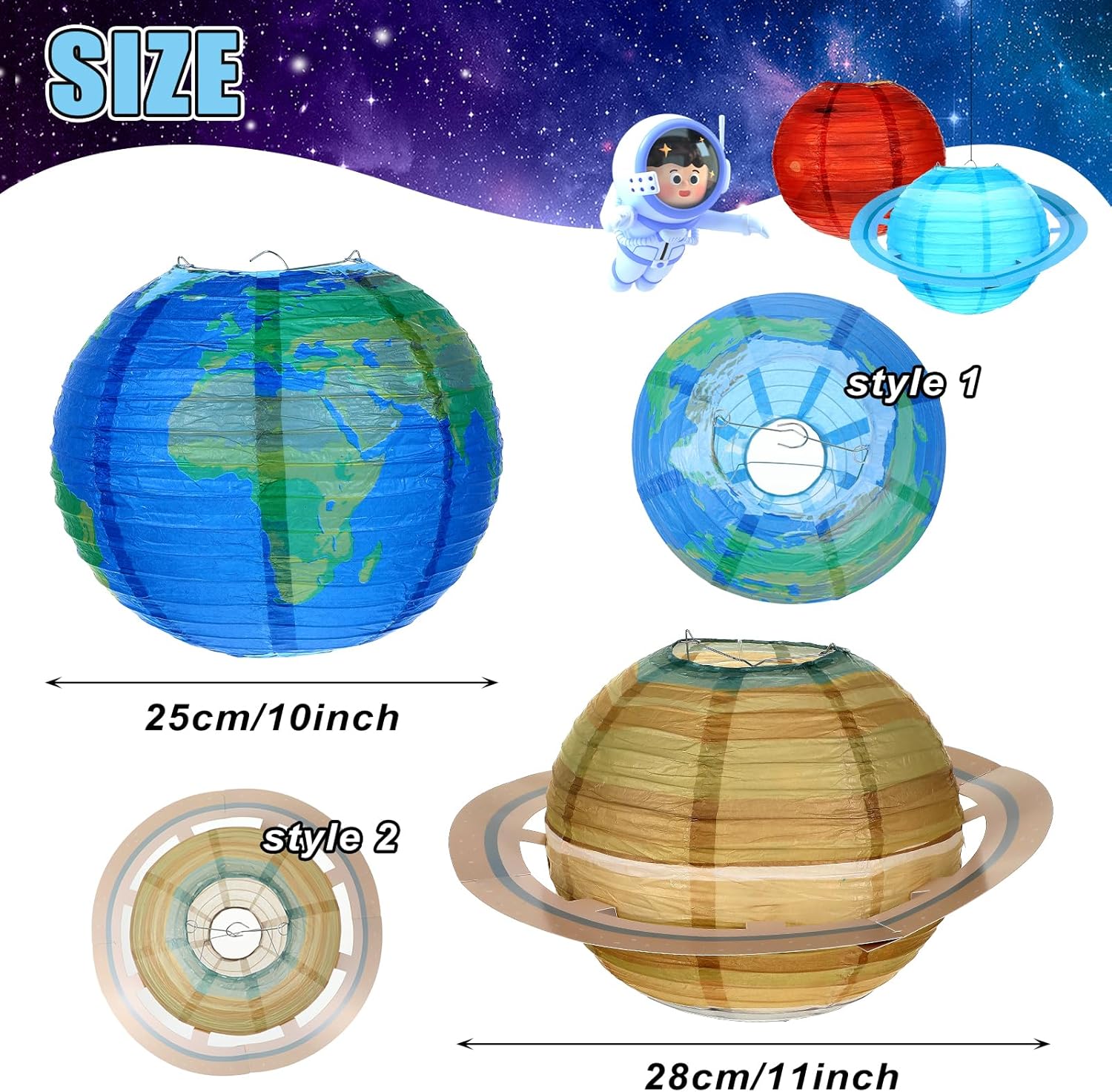 8 Stück Planeten Papierlaternen,25cm Solarsystem Planeten Papierlaterne,Verträumt Papier Lampions Kinder,Hängende Bunt Planet Lampenschirme für Weltraum Themen Geburtstagsfeier Dekorationen