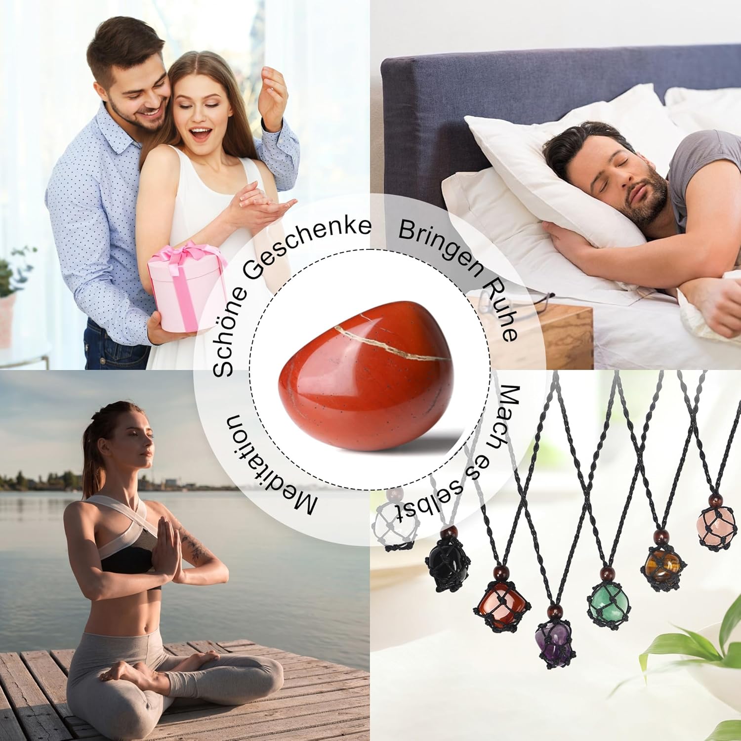 4-5cm Roter Jaspis Heilsteine Kristalle Polieren Groß Edelsteine Steine Rohstein Trommelsteine Kristall Sorgenstein Handschmeichler Stein Meditation Angst Stress Relief 1PC