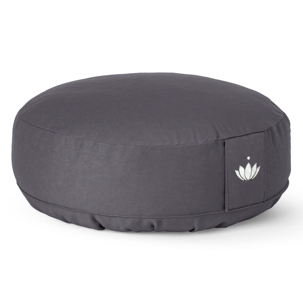 Lotuscrafts® Meditationskissen mit 10 cm Sitzhöhe, extra niedrig, Yoga Kissen mit Dinkelfüllung, Yogakissen Rund, Bodenkissen Rund, Yogakissen Meditationskissen, Bezug waschbar, GOTS Zertifiziert