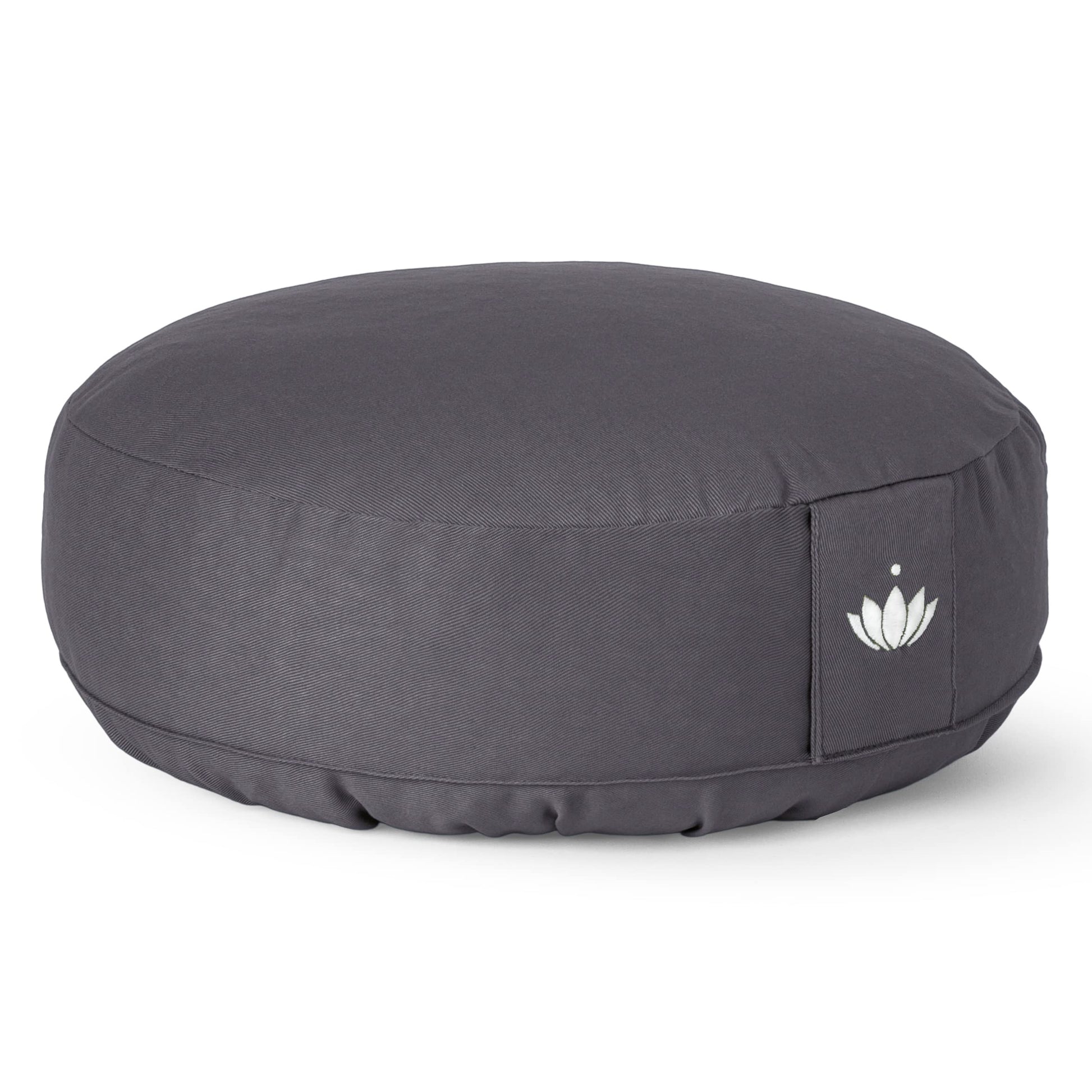 Lotuscrafts® Meditationskissen mit 10 cm Sitzhöhe, extra niedrig, Yoga Kissen mit Dinkelfüllung, Yogakissen Rund, Bodenkissen Rund, Yogakissen Meditationskissen, Bezug waschbar, GOTS Zertifiziert