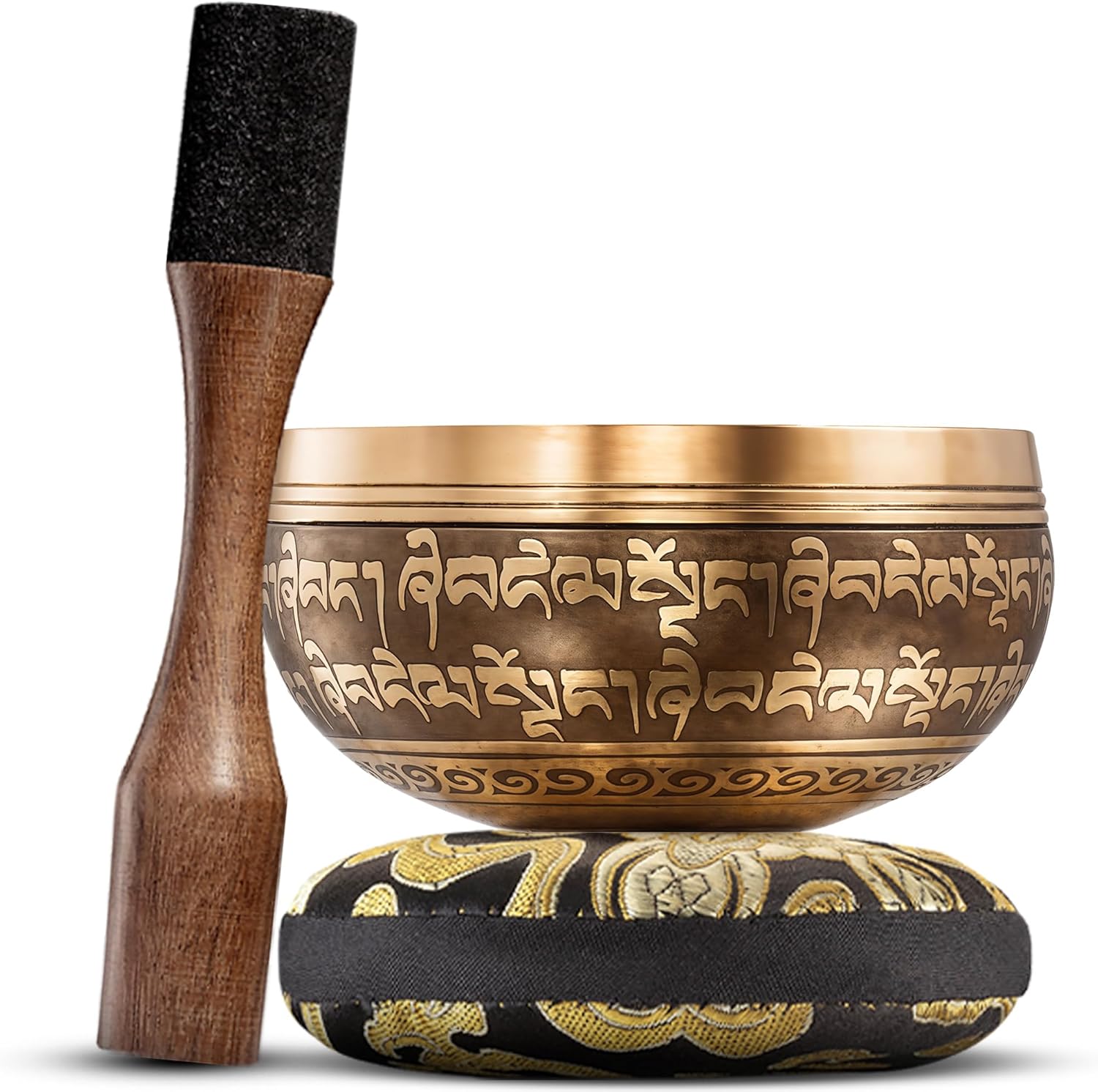Authentic Tibetan Singing Bowl Set – Sound Bowl & Meditation Bowl with Cushion, Mallet & Guide – Yoga Meditation Kit – Stress Relief Tools – Ancient Himalayan Meditation Tools