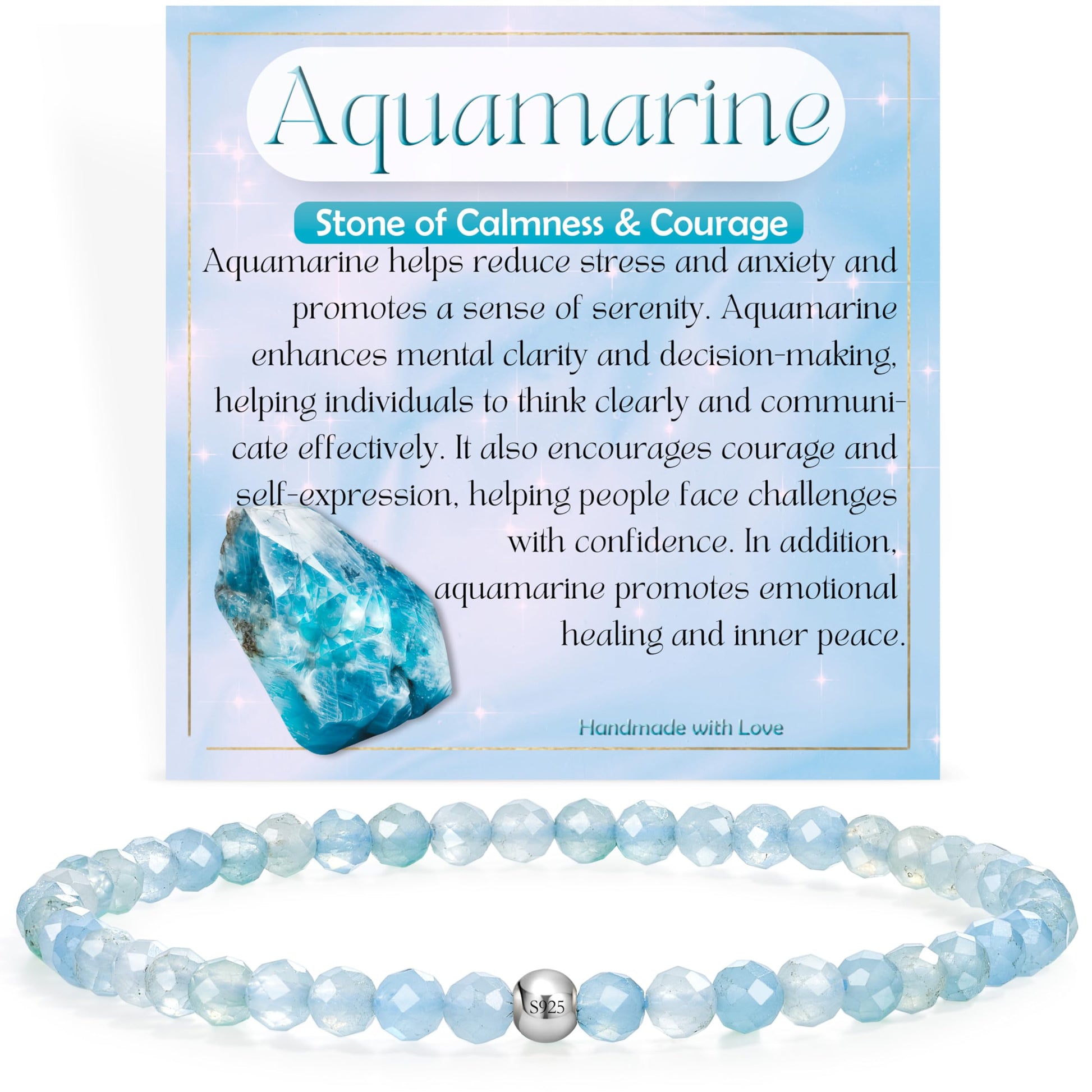Gemstone Beads Bracelet for Women, 4 mm Crystal Silver 925 Natural Stone Jewellery Elastic Bracelets Women, Chakra Spiritual Charms Bracelets Gifts