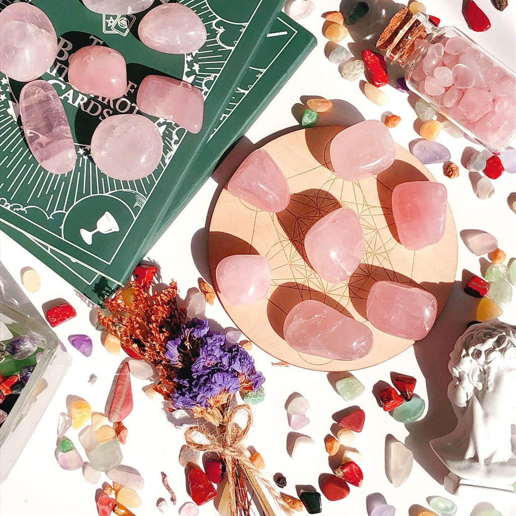Rose Quartz Tumbled Polished Natural Healing Crystals Stones Bulk Rocks Stones Crystal for Energy Reiki Tumbling Cabbing Balancing Decoration Gemstones Crystal Healing Meditation Therapy Gift 100g