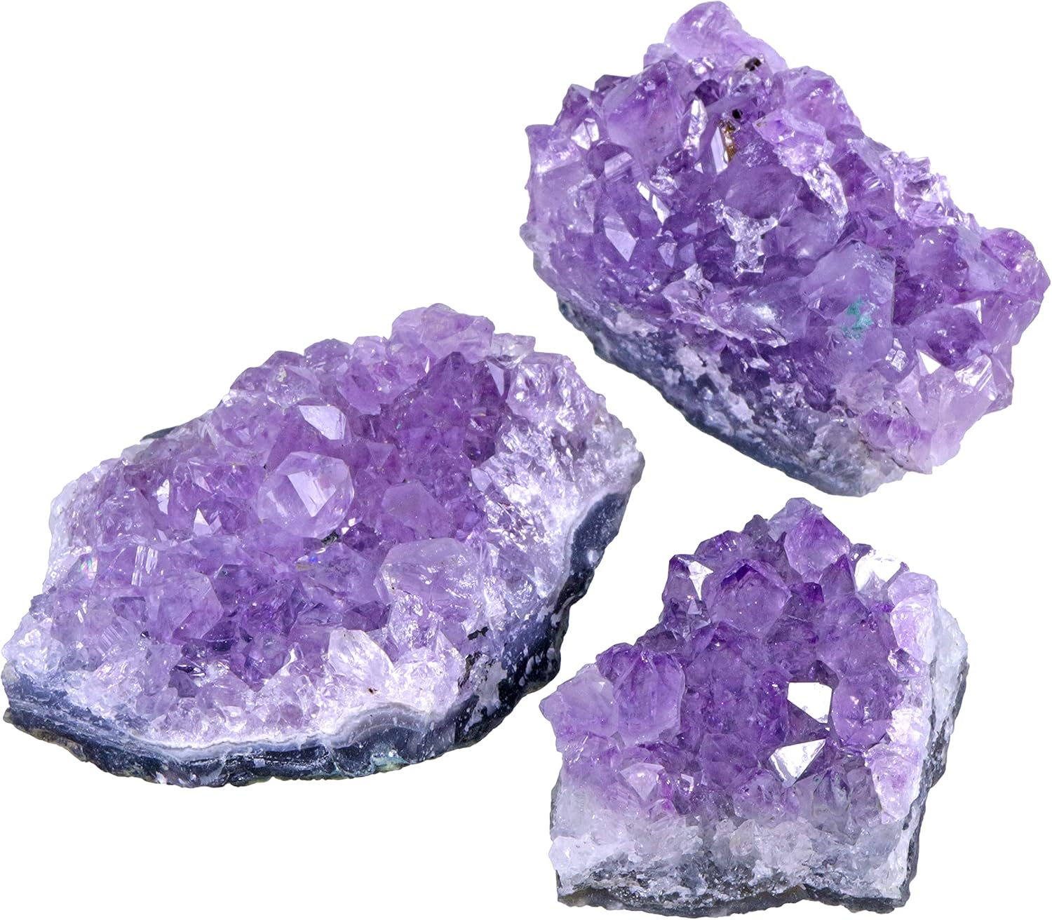 Amethyst Kristalle | 100% naturbelassene Drusenstücke | 3er Set