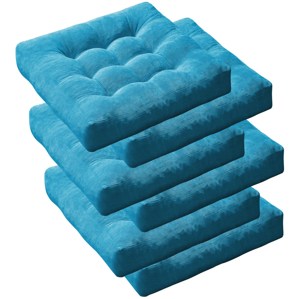 Degrees of Comfort Meditation Floor Pillow, Square Large Pillows Seating for Adults, Tufted Corduroy Thick Cushion for Living Room Tatami, Turquoise, 22x22 Inch
