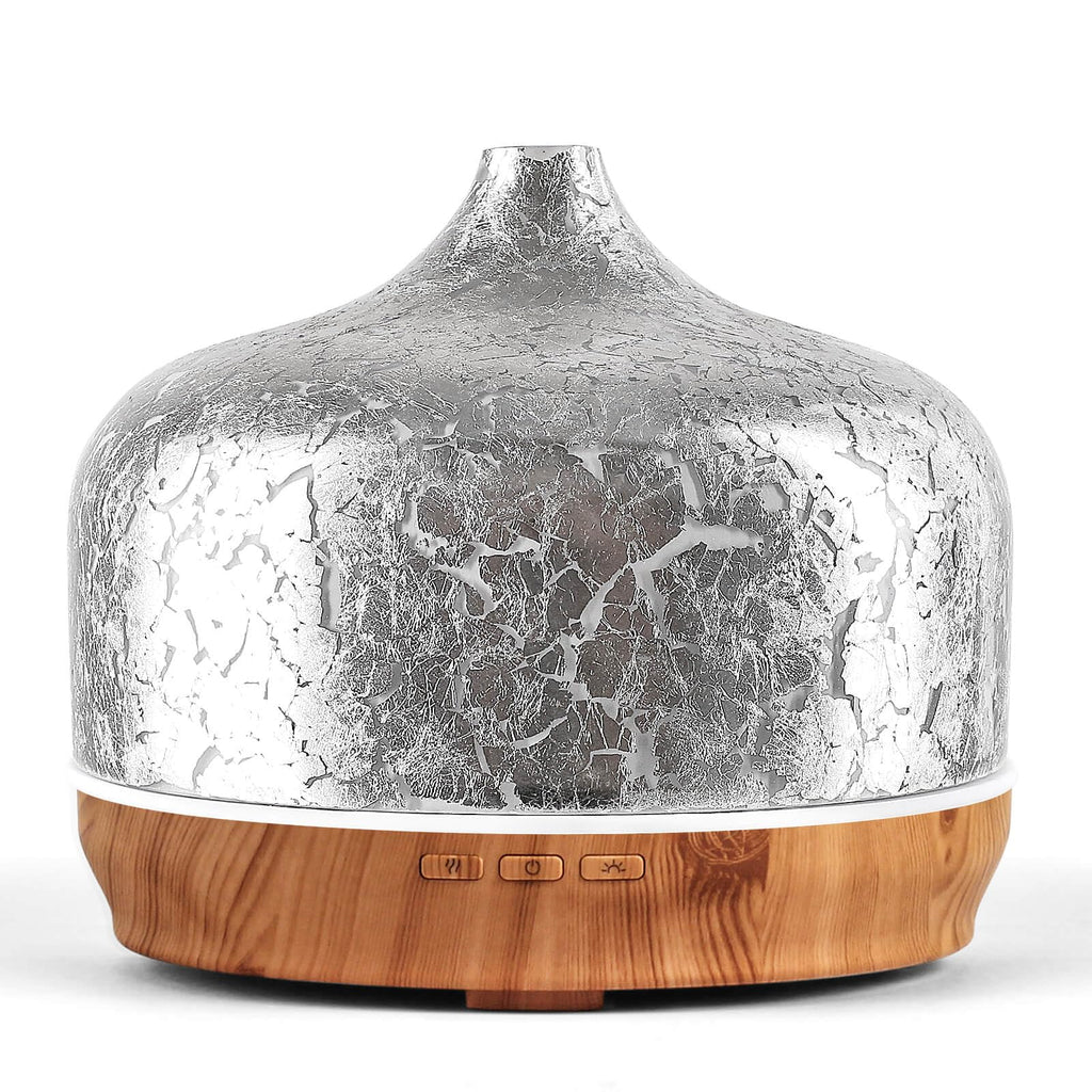 Porseme Aroma Diffuser 500ml, Handgeblasen 3D Glas Luftbefeuchter, Ultraschall Aromatherapie Öle Diffusor mit 7 farbigem LED Licht,Diffusor für Ätherische Öle Letzte 15-21 Stunden,BPA Frei für Wohnung