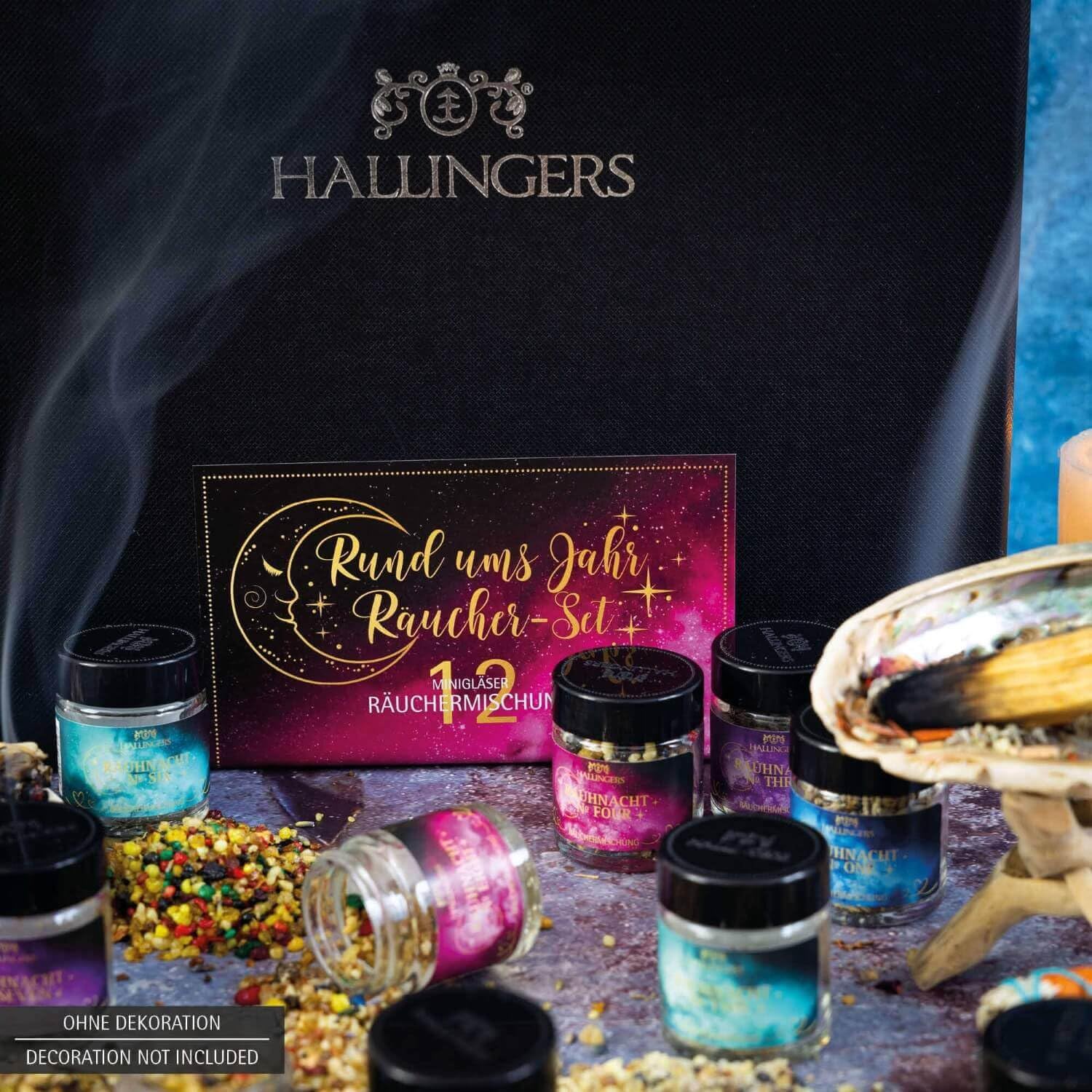 Hallingers Räucherwerk-Set für das ganze Jahr - 12er Premium Räucherwerk als Geschenk-Set zum Räuchern (Set) - Muttertagsgeschenk & Geschenkideen zum Vatertag | Glückwunsch Jahrestag Freundschaft Gene