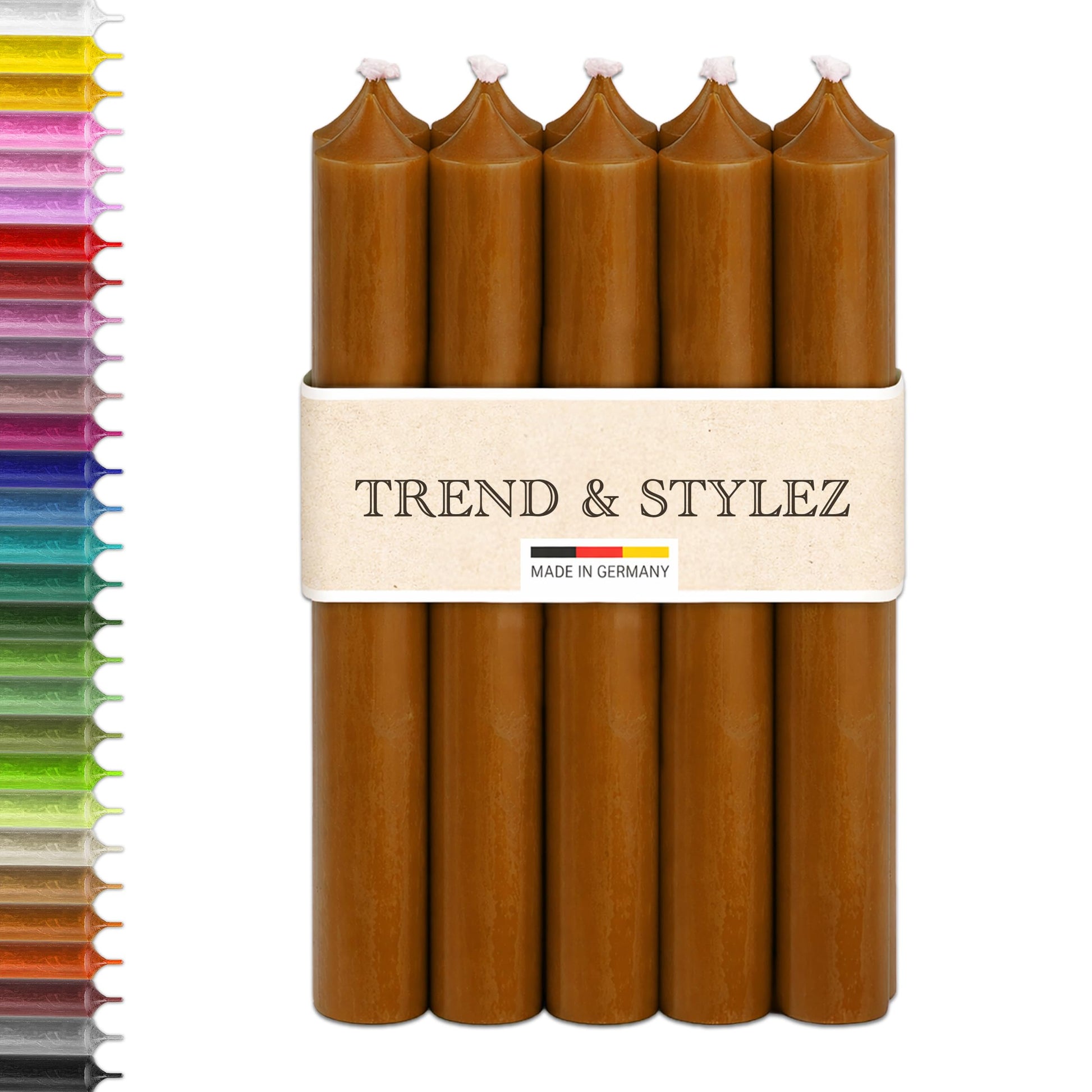 10 Bunte Spitzkerzen durchgefärbt 100x22mm | RAL Stabkerzen mit 8h+ Brenndauer | Ohne Tropfen & Rußen | Tafelkerzen für Leuchter | Made in Germany (Pastellrosa)