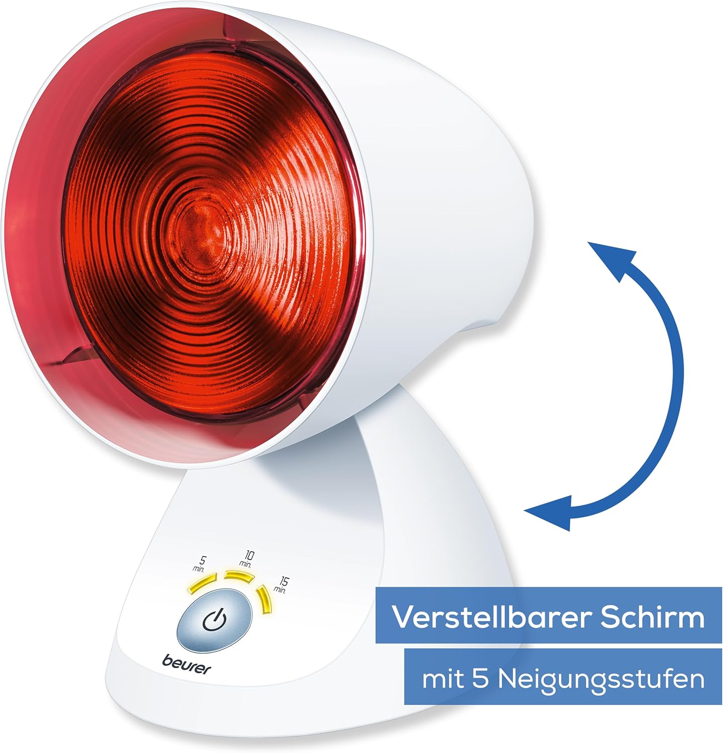 Beurer IL 35 Infrarotlampe, wohltuendes und wärmendes Infrarotlicht mit 3-stufigem Timer, 5 Neigungswinkeln, Lockerung von Muskeln und Linderung von Verspannungen, 1 Stück , Weiß