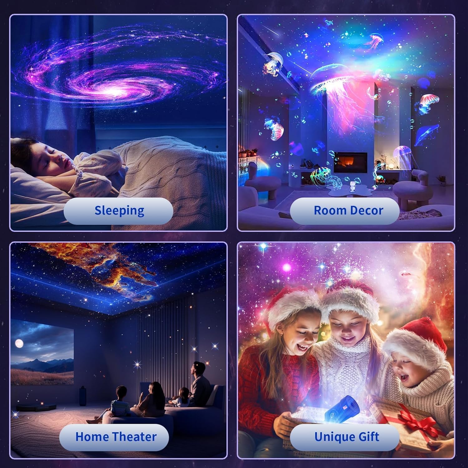 VanSmaGo 8th Gen Sternenhimmel Galaxy Projektor, Galaxy Planetarium Star Projector, HD Picture Night Light Sternenprojektor, 360° Rotating Mist with Adjustable Button and Timer [Energy Class C]