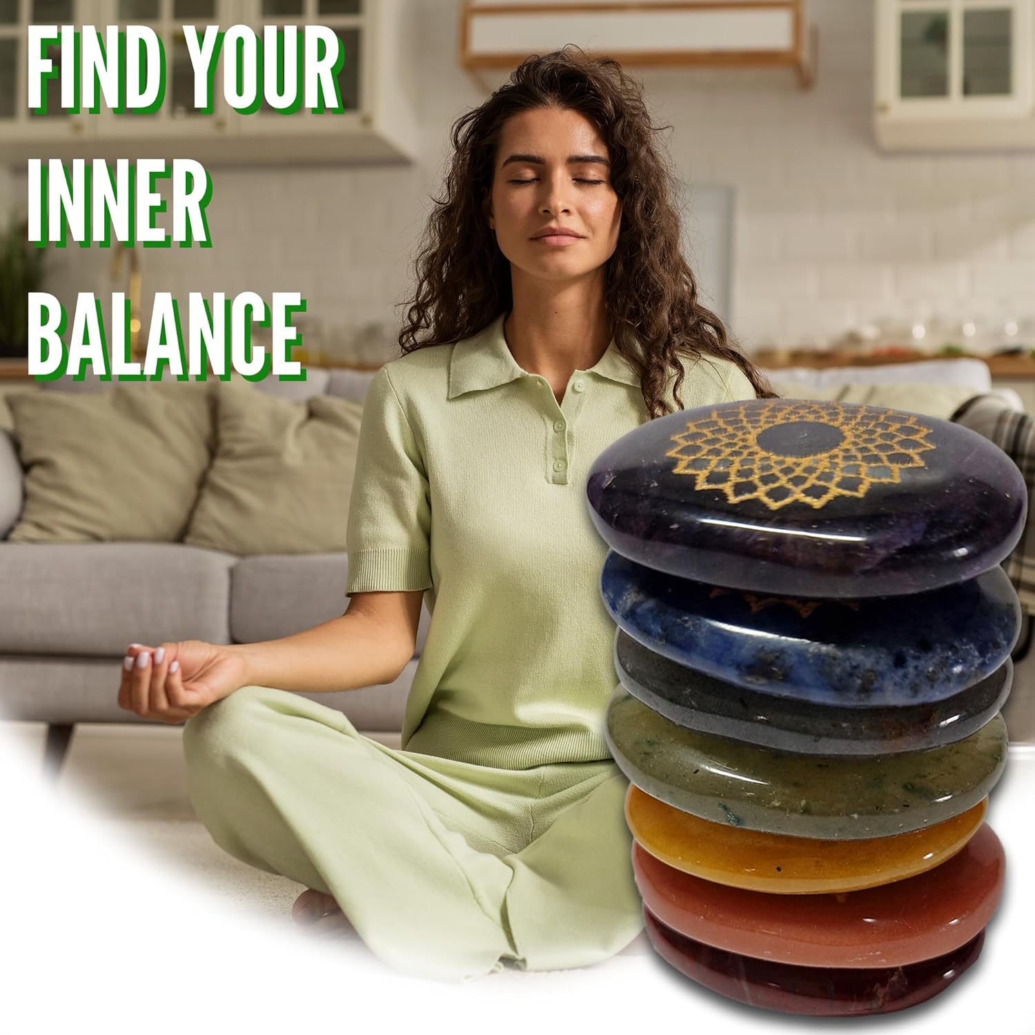 Zenith Gaia Premium Chakra Steine Set mit Armband – Handgefertigte 7 Edelsteine – Natursteine in edler Holzbox – Chakra Heilsteine Set für spirituelles Gleichgewicht und Energiearbeit - Worry Stones