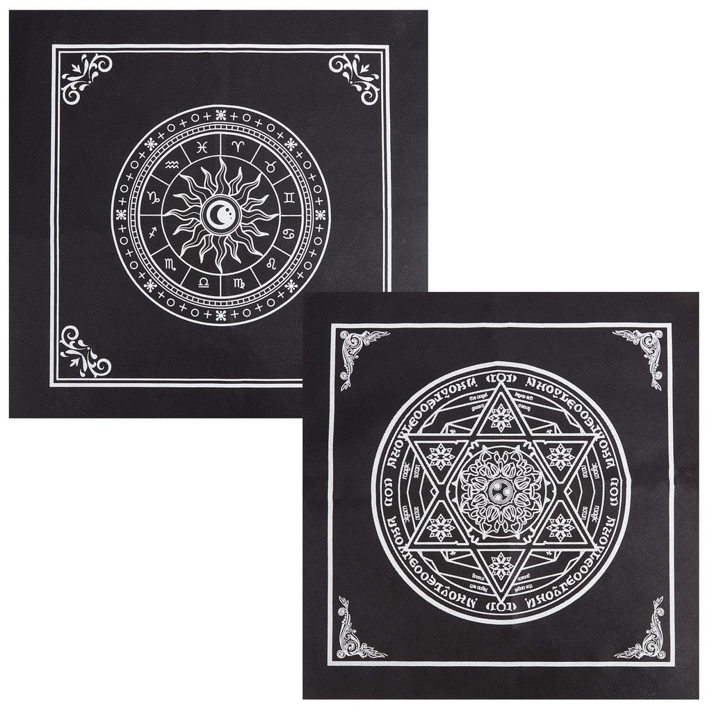 CREATCABIN Altartuch Mond Sonne Stern Pentagramm Himmlisches Tarot-Deck Spiritueller Wandteppich Tischdecke Macht Heiliges Tuch Astrologie Für Wahrsagen Premium-Hexereizubehör Pagan 19.29x19.29 cm