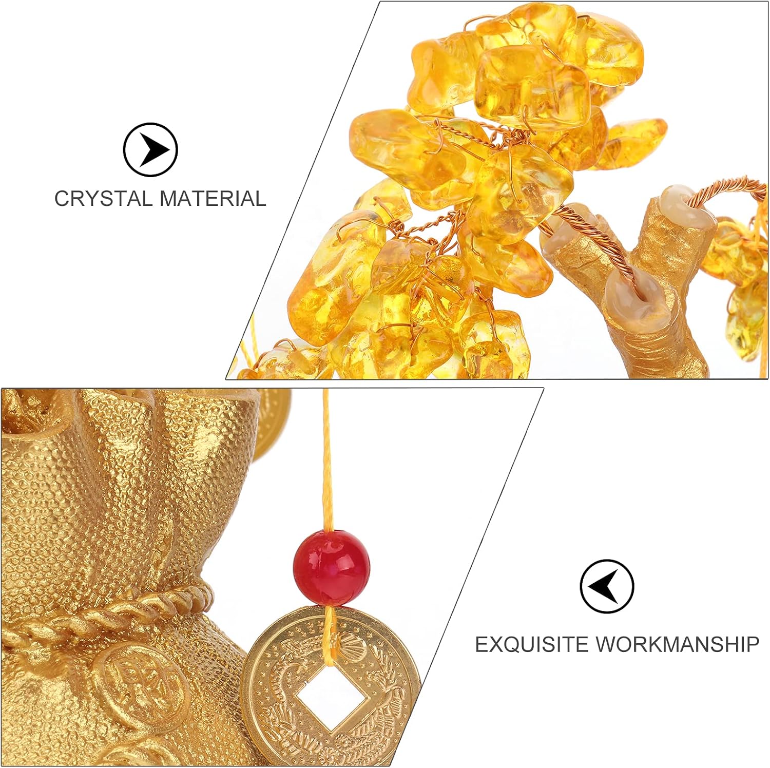 Feng Shui Deko: Geldbaum Feng Shui Geld Baum Feng Shui Bonsai für Glück Geld Glück Ausgleich Citrin Edelstein Baum für DIY Home Office