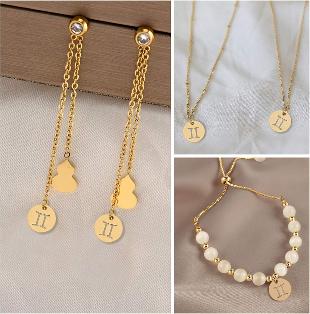 UNICRAFTALE Edelstahl 12 Sternbilder Charm Sternzeichen Anhänger Charms Flach Rund Sternbild Anhänger Für DIY Schmuck Armbänder Halskette Herstellung