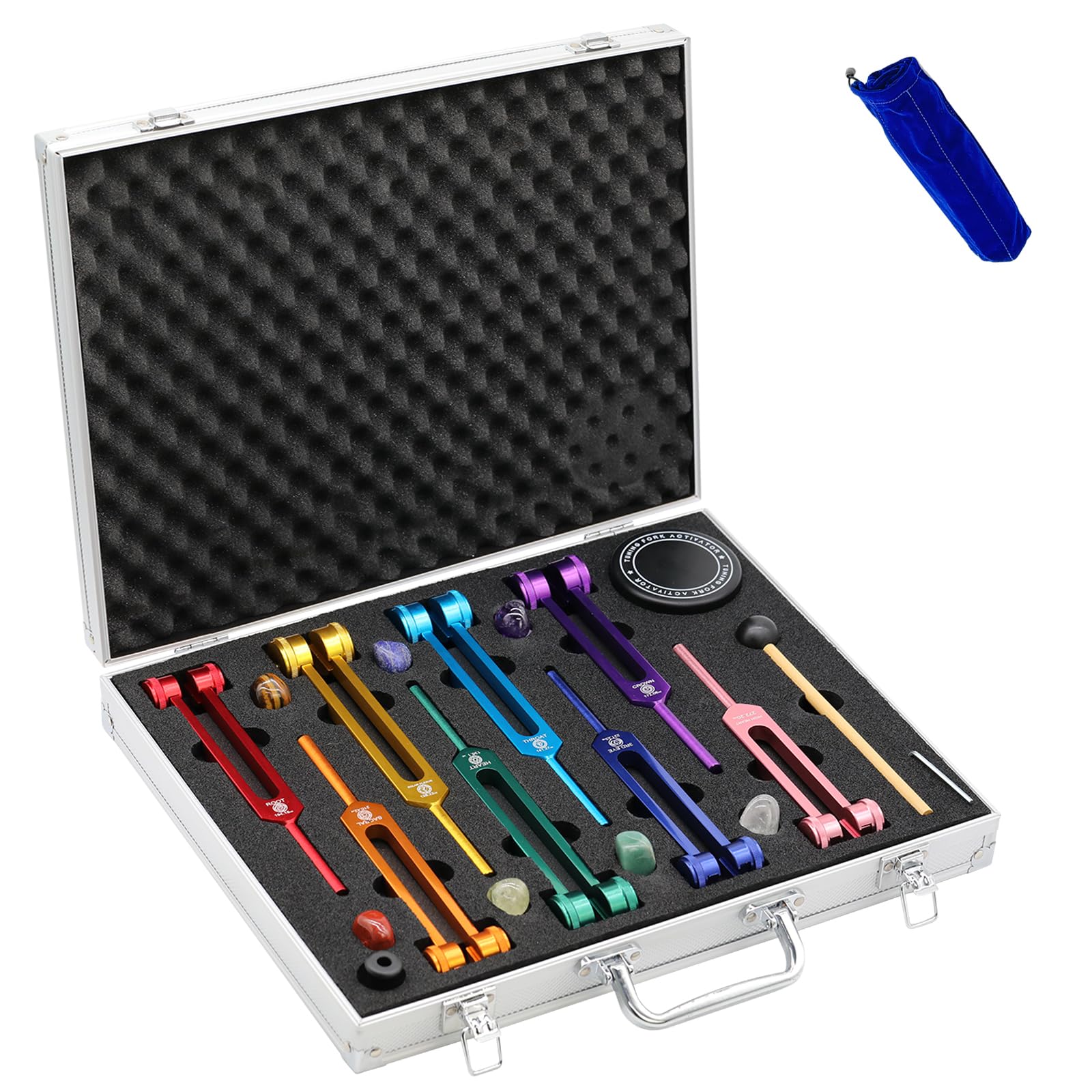 Chakra Tuning Fork Set, Weighted Tuning Forks in 8 Colours, 7 Chakra and 1 Soul Purpose Tuning Fork for DNA Healing, Sound Therapy, Yoga, Meditation