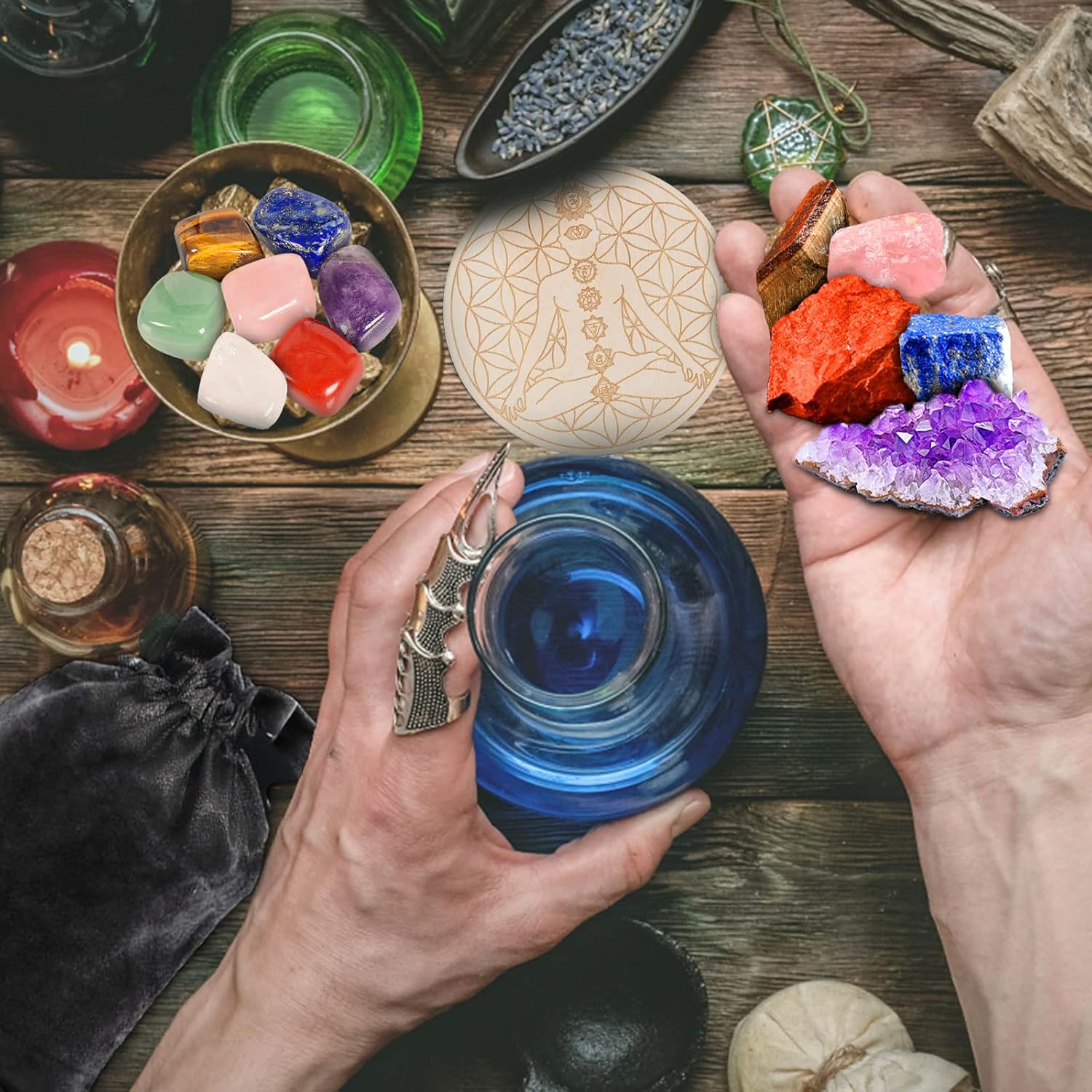 Purpledi Chakra-Stein-Set, Kristalle Heilsteine Set, 21PCS Chakra Steine Set, Edelsteine Set, Heilkristalle, für Kristalltherapie, Meditation, Edelsteine Heilsteine, Healing Crystals, Chakra Steine