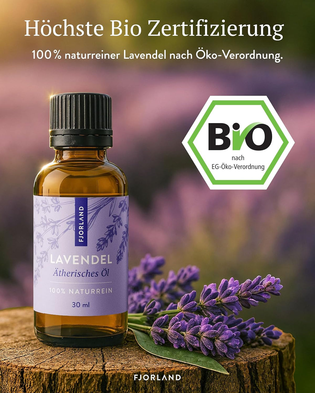Bio Lavendelöl 100% Naturreiner Lavandula Angustifolia - Ätherisches Öl Beruhigender Lavendel-Duft für Aromatherapie - Ideal für Diffuser & Hautpflege