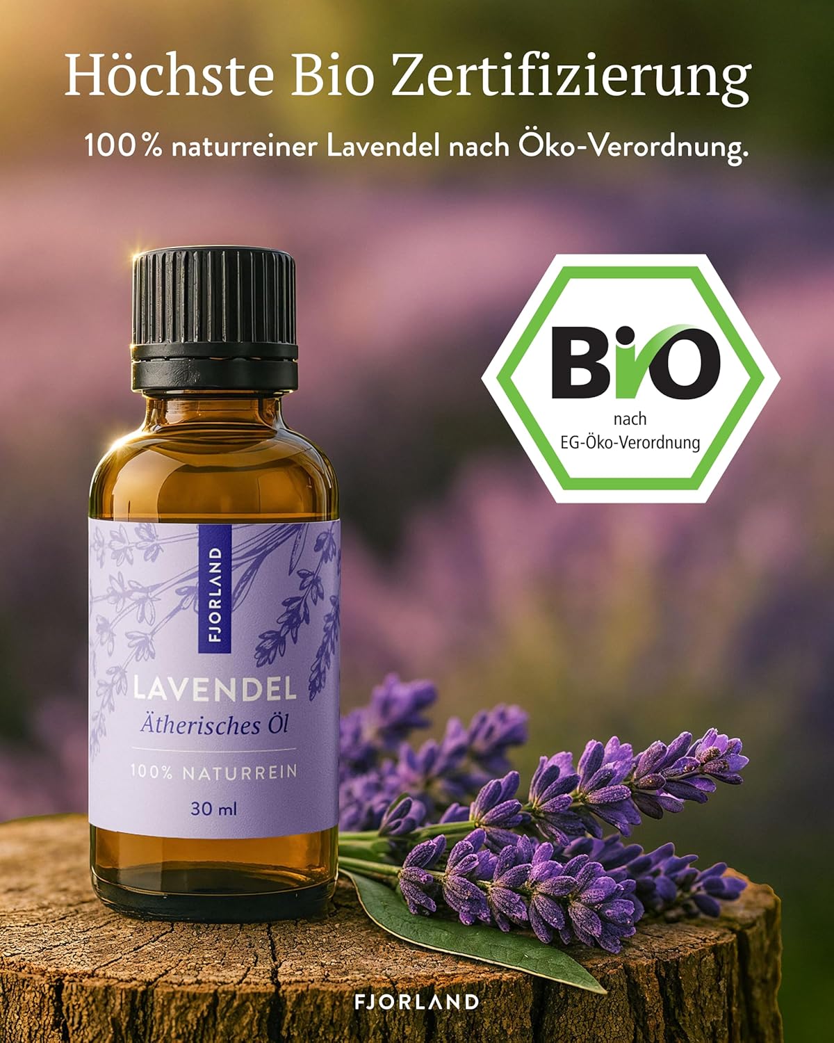 Bio Lavendelöl 100% Naturreiner Lavandula Angustifolia - Ätherisches Öl Beruhigender Lavendel-Duft für Aromatherapie - Ideal für Diffuser & Hautpflege