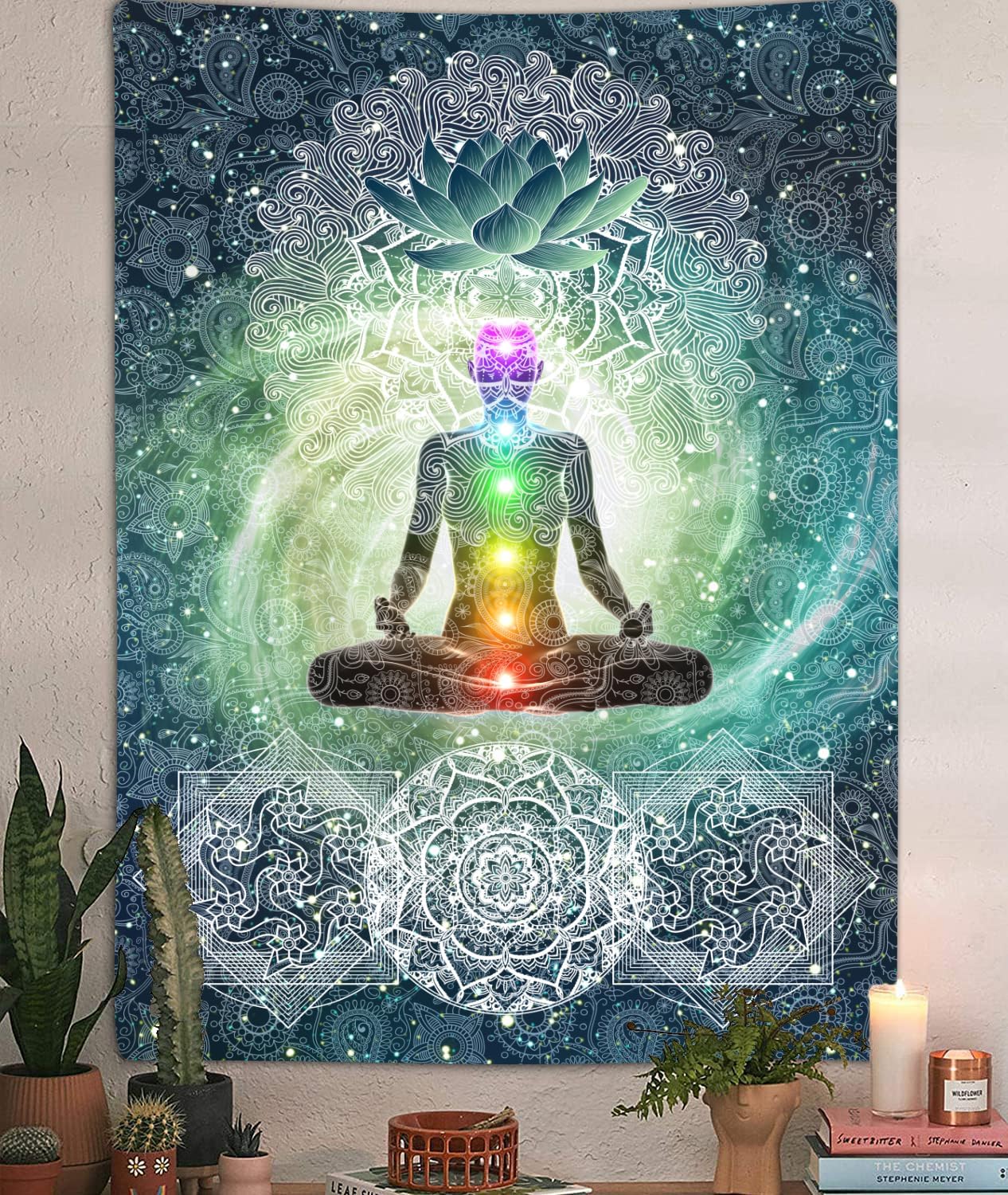 DYNH Chakra Vertikaler Wandteppich, sieben Chakra, Yoga, Meditation, Zen-Dekor, Wandbehang für Schlafzimmer, Hippie-Lotus, spirituelle Wandteppiche, Poster, Studentenwohnheim, Zuhause (40 Wx60 H)