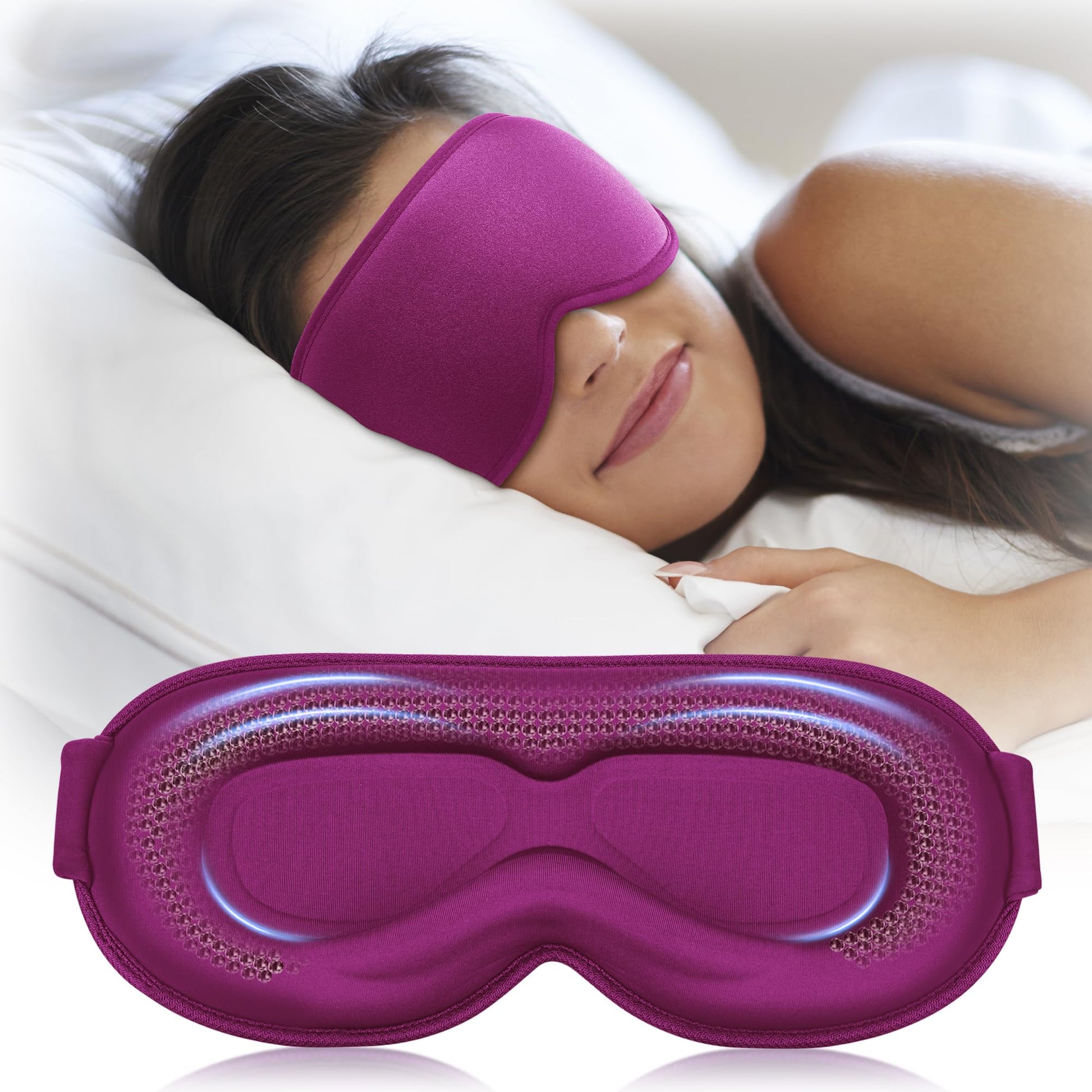 3D Blackout Weighted Eye Mask for Sleep, Airplane Travel Essential | Long flights, road trips, gentle weighted comfort, deep cups, lash-friendly, adjustable strap, daytime naps for men & women