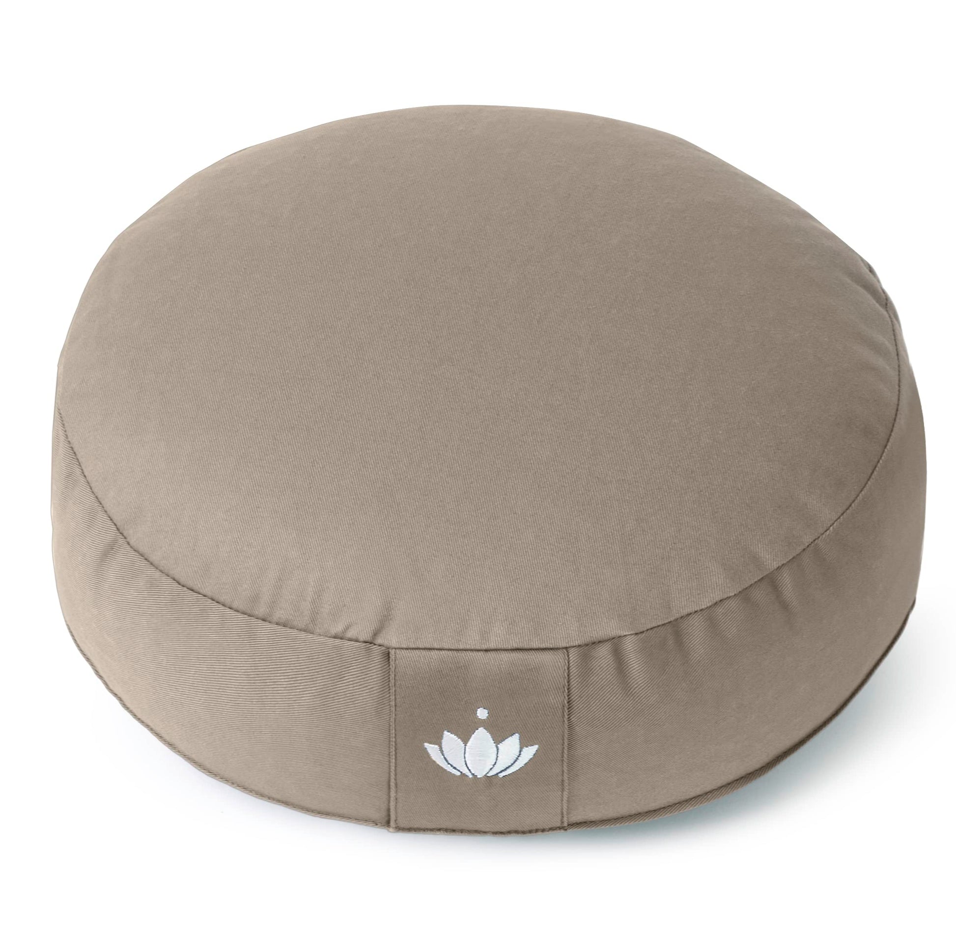 Lotuscrafts® Meditationskissen mit 10 cm Sitzhöhe, extra niedrig, Yoga Kissen mit Dinkelfüllung, Yogakissen Rund, Bodenkissen Rund, Yogakissen Meditationskissen, Bezug waschbar, GOTS Zertifiziert