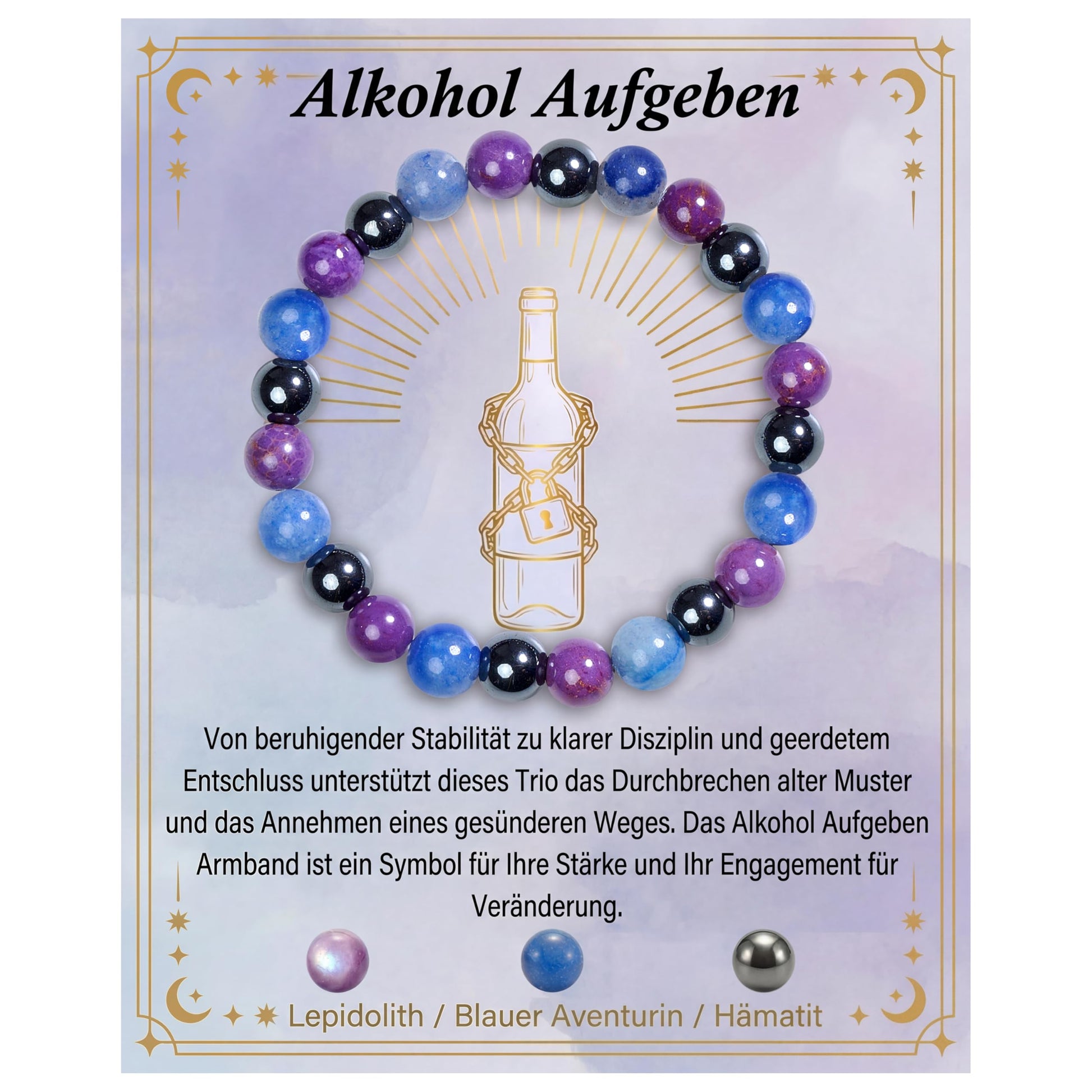 Bivei Armband Stärkendes Kristall Heilungsarmband 8MM - Dehnbares Elastischer Perlenarmband für Damen & Herren als Geschen