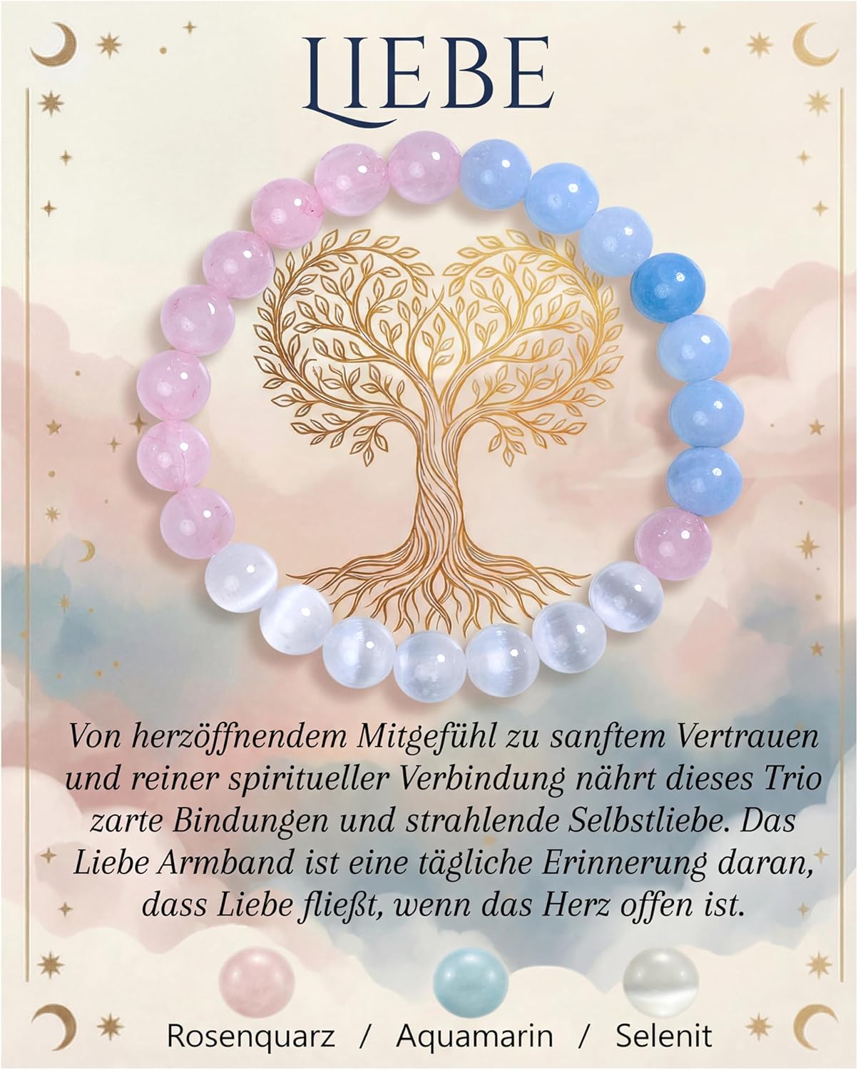 Bivei Armband Stärkendes Kristall Heilungsarmband 8MM - Dehnbares Elastischer Perlenarmband für Damen & Herren als Geschen