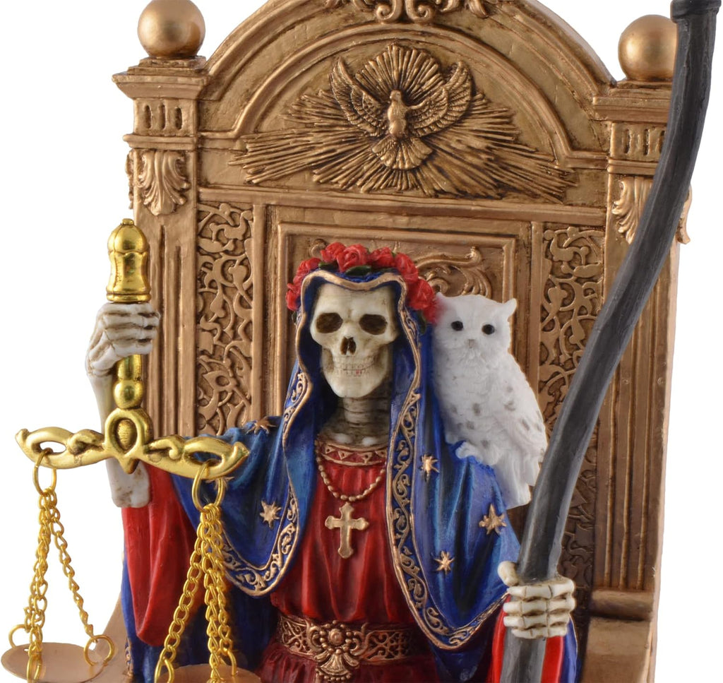 Santa Muerte on Throne with Scythe and Scales - Coloured by Veronese