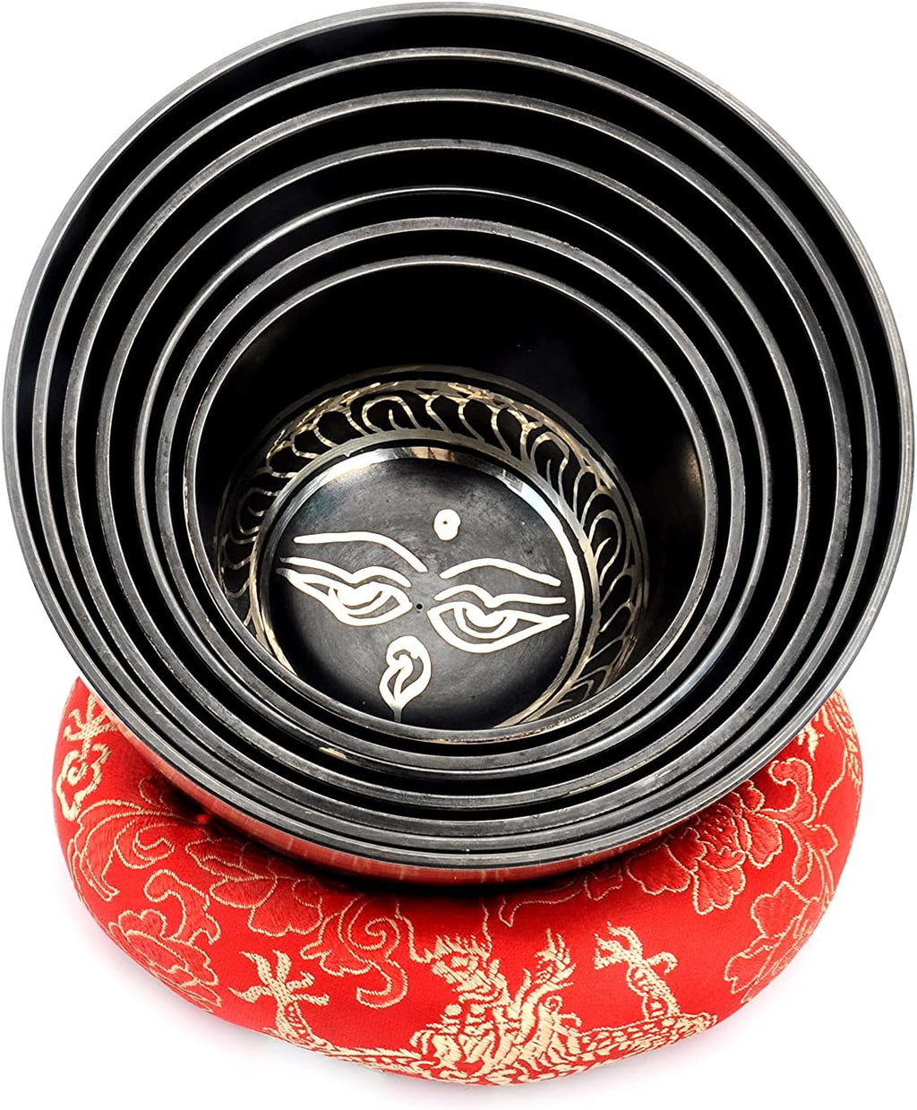 THE NEPAL Klangschalen-Sets von 7 Handgefertigte tibetische Chakra-Heilklangschale für Meditation, Klang, Frieden, Achtsamkeit, Yoga, sieben Chakra-Schalen