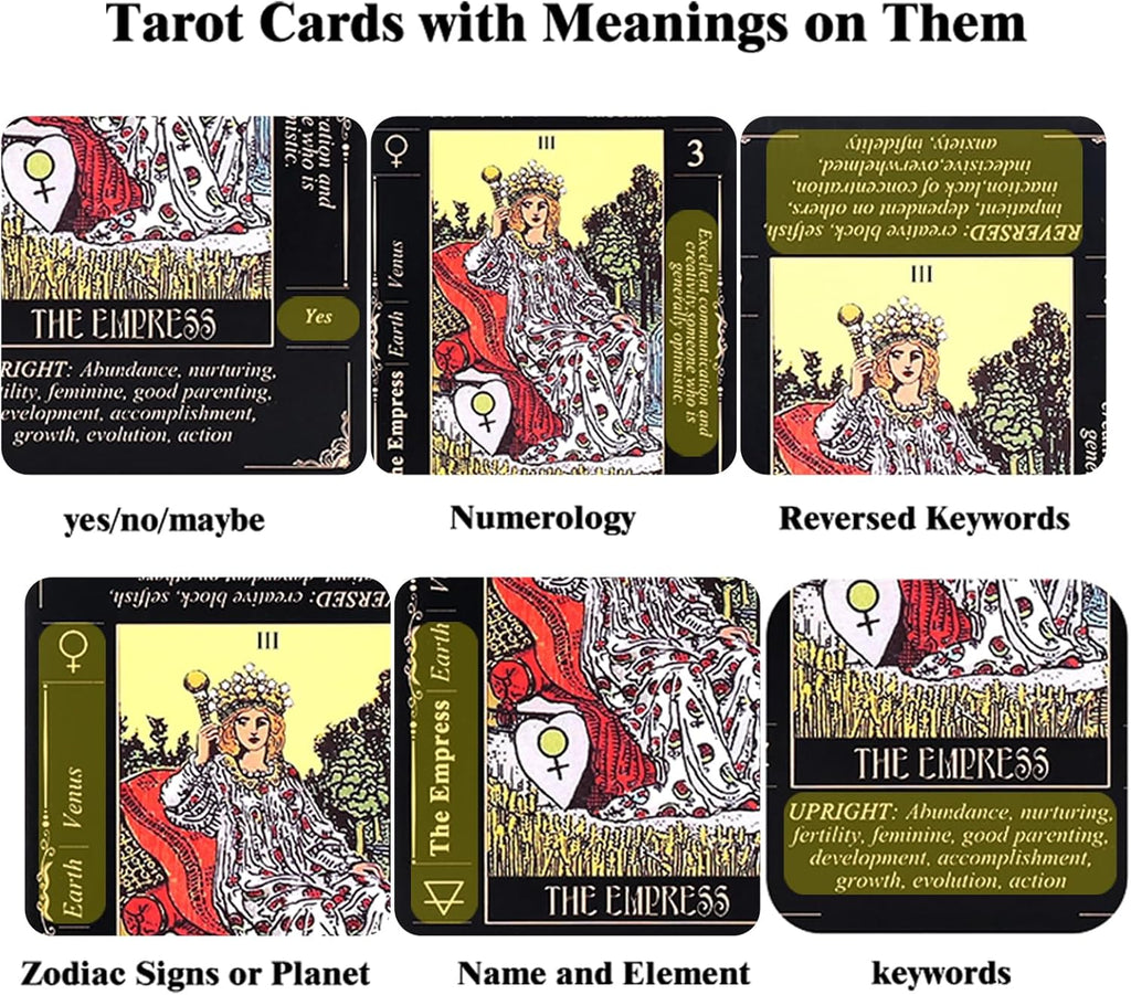 Tarotkarten Deck mit Führerbuch Leinen Tragetasche.78 Klassische Original Tarotkarten für Fortune Telling Ideal für Anfänger bis Experten, mit Bedeutungen enthalten