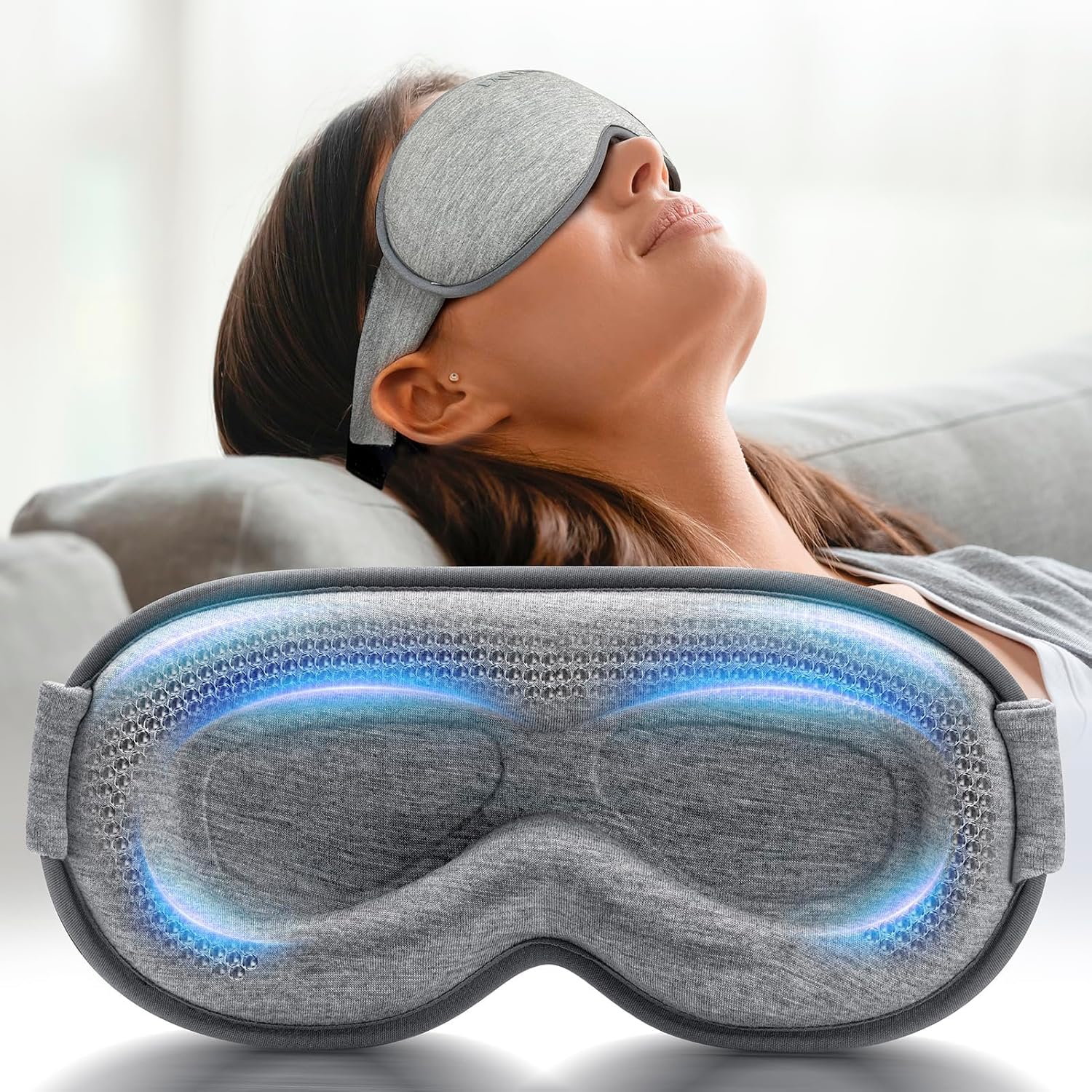 3D Blackout Weighted Eye Mask for Sleep, Airplane Travel Essential | Long flights, road trips, gentle weighted comfort, deep cups, lash-friendly, adjustable strap, daytime naps for men & women