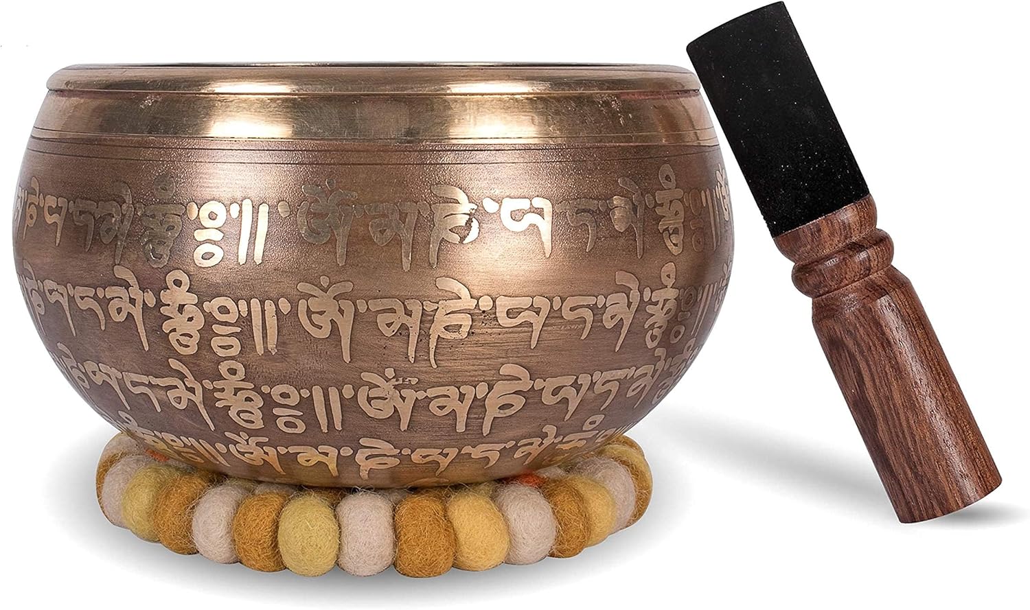 XXL Klangschale 800g - 15cm. Große Tibetische Klangschalen Set mit Klöppel und Klangschalenkissen in Loktapapier Geschenk-Box. Singing Bowl aus Tibet