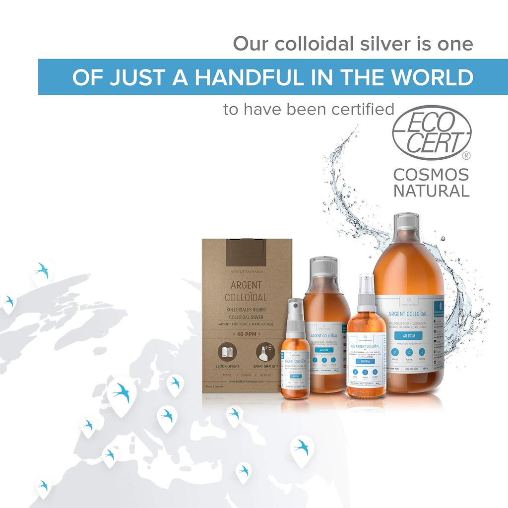 Colloidal Silver Liquid 3.4 fl oz Spray ● Bioactive Hydrosol Silver Water ● Protects, Purifies, Soothes Skin ● 40 PPM ● Organic Structured Colloidal Spray